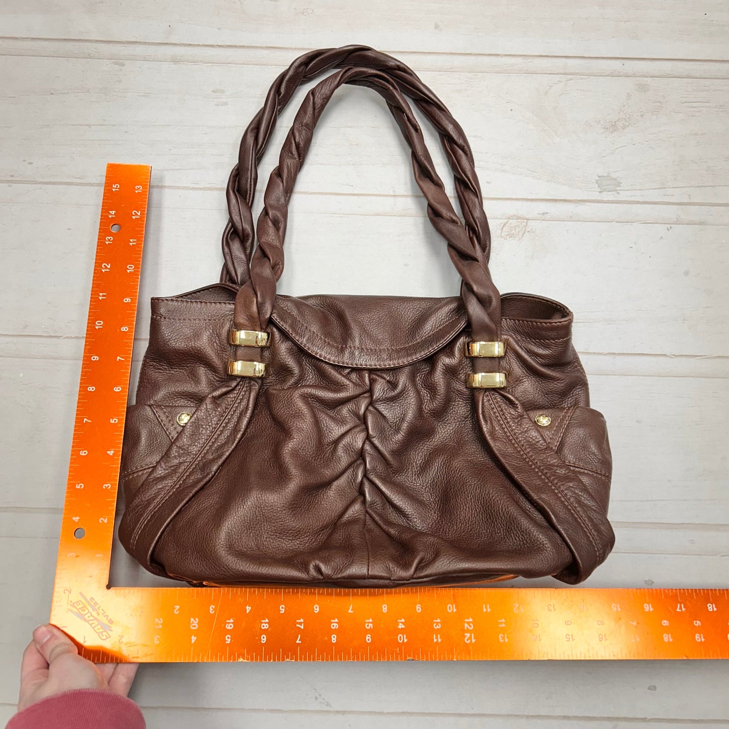 Handbag Leather By B. Makowsky, Size: Medium