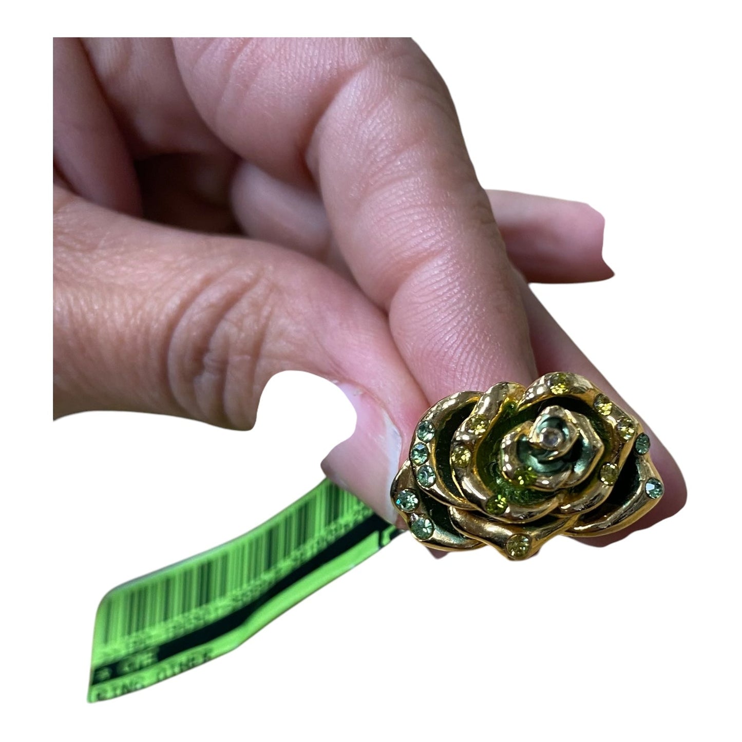 Ring Other In Gold & Green, Size:5.5