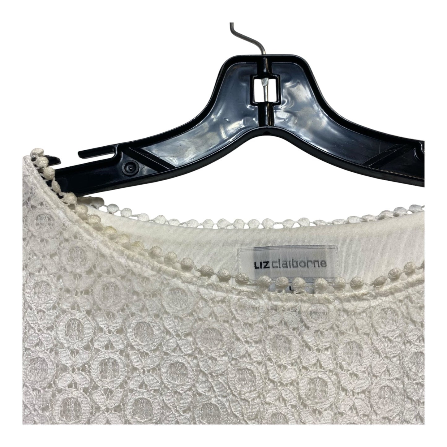Top Short Sleeve By Liz Claiborne In White, Size: L