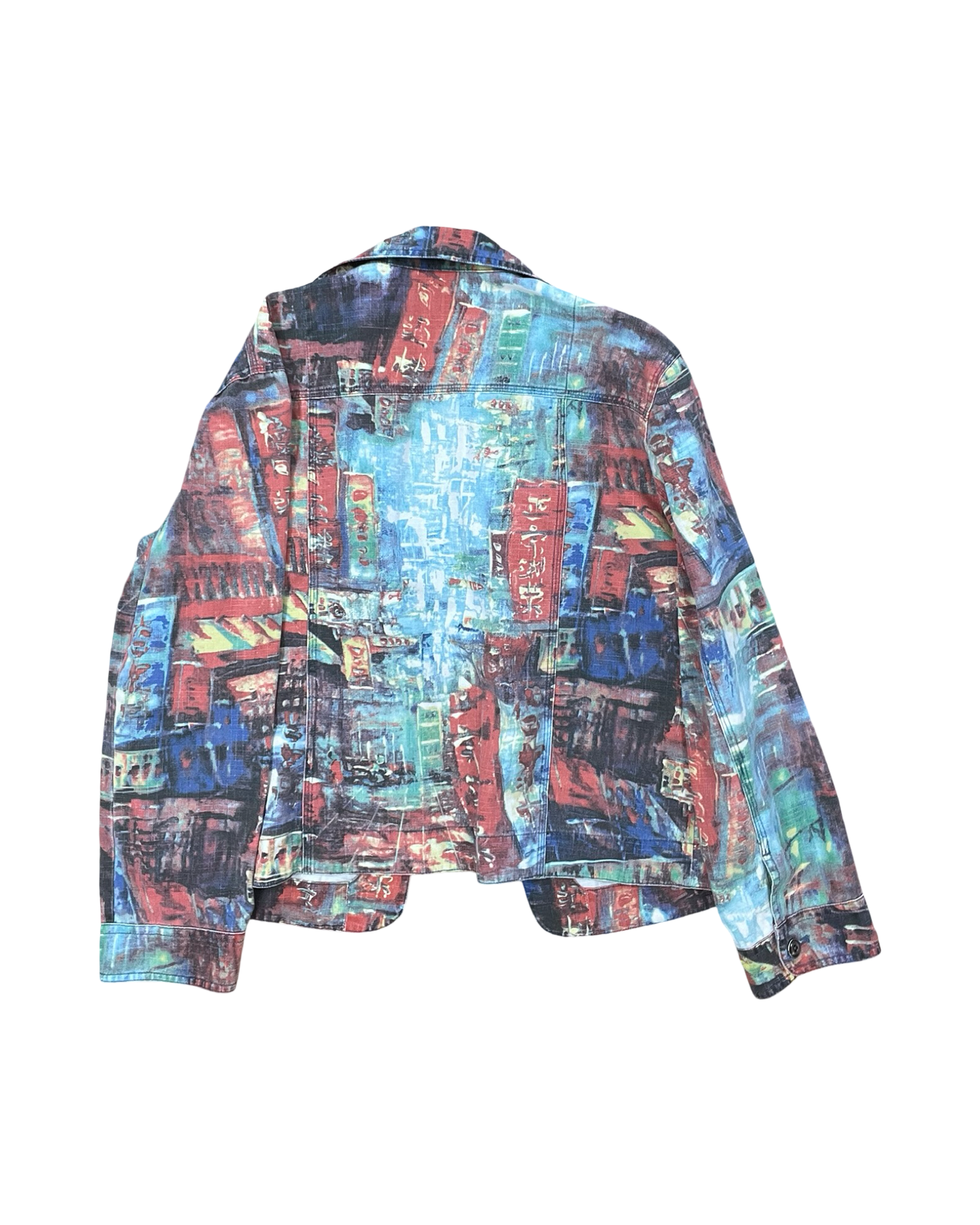 Jacket Denim By Chicos In Blue & Orange, Size:M