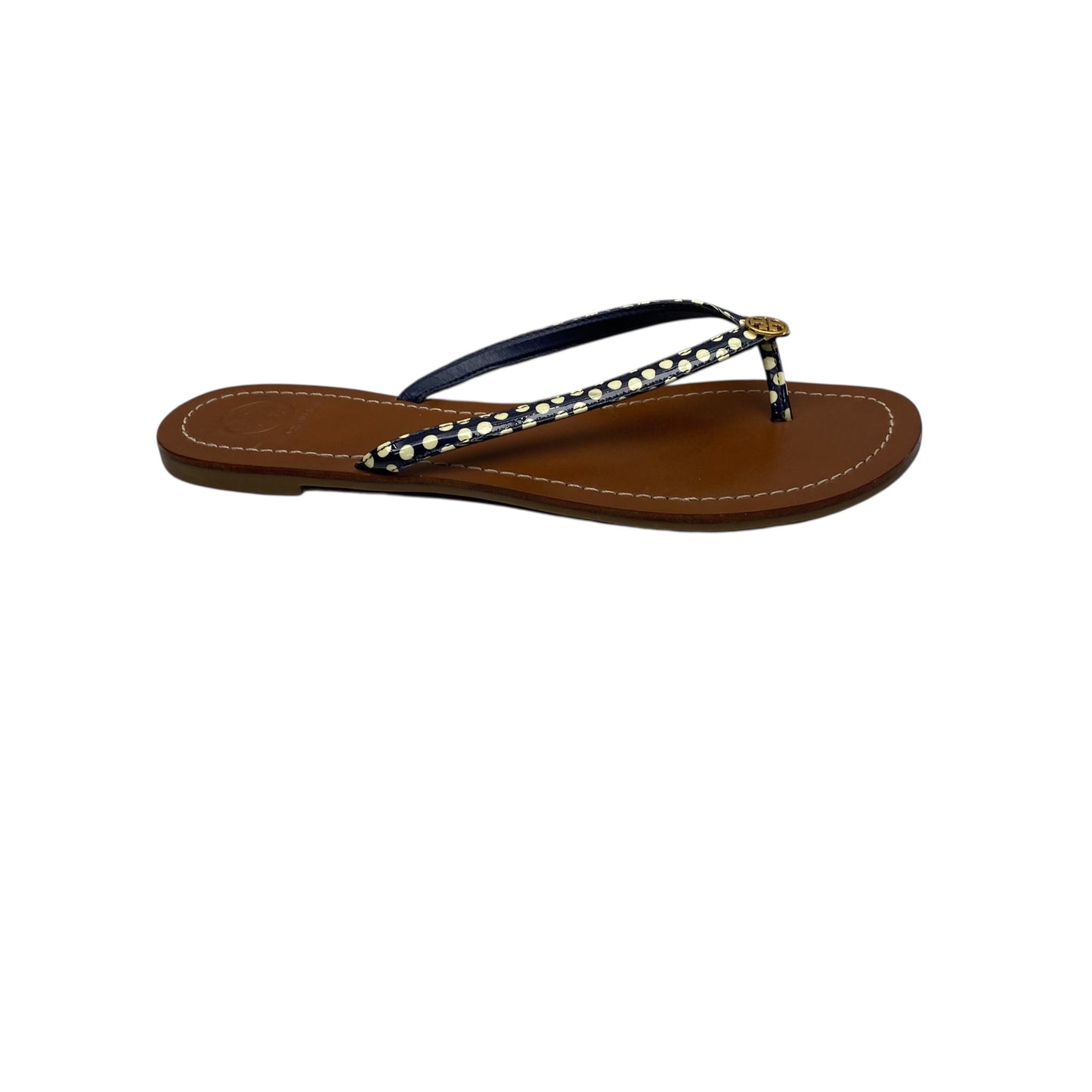 Sandals Designer By Tory Burch In Blue & Tan, Size:8.5