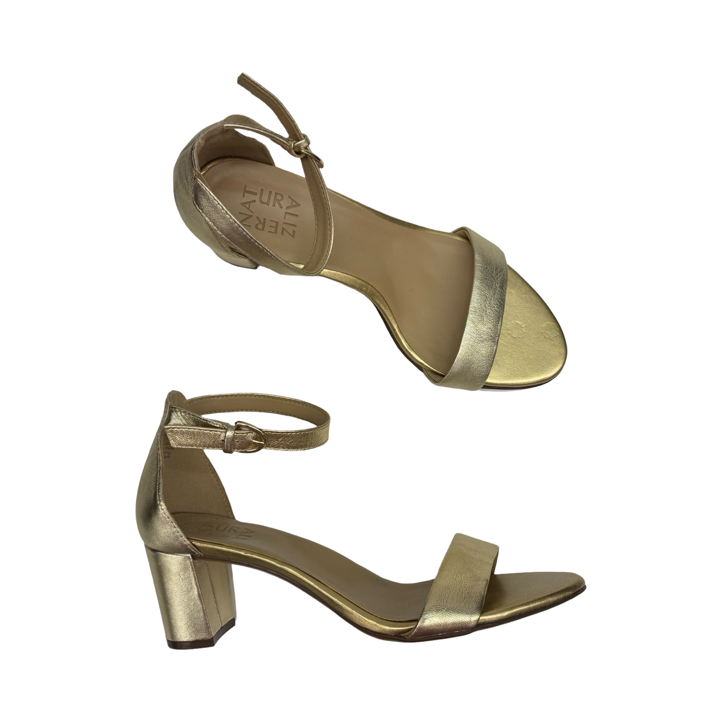 Sandals Heels Block By Naturalizer In Gold, Size:8