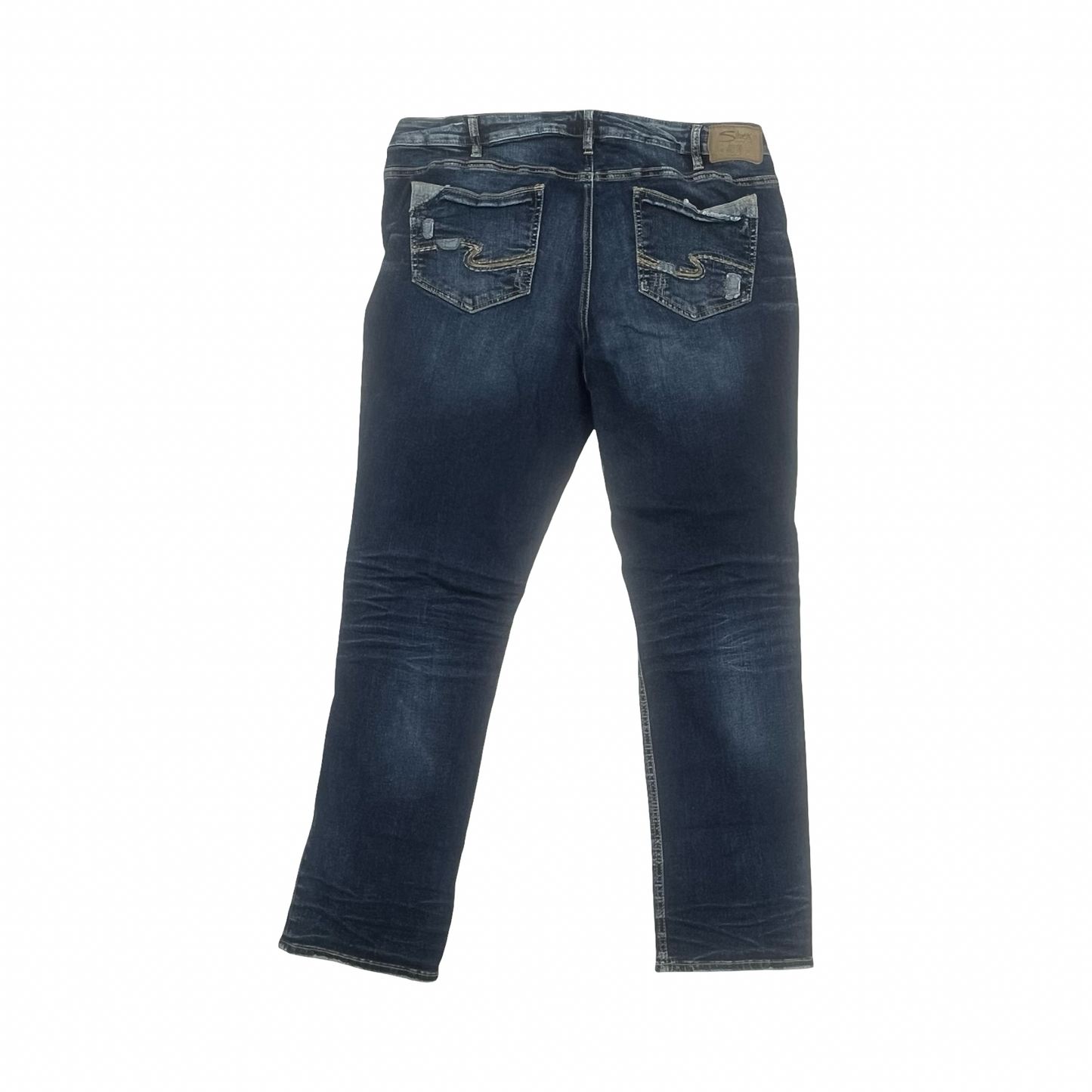 Jeans Straight By Silver In Blue Denim, Size:20