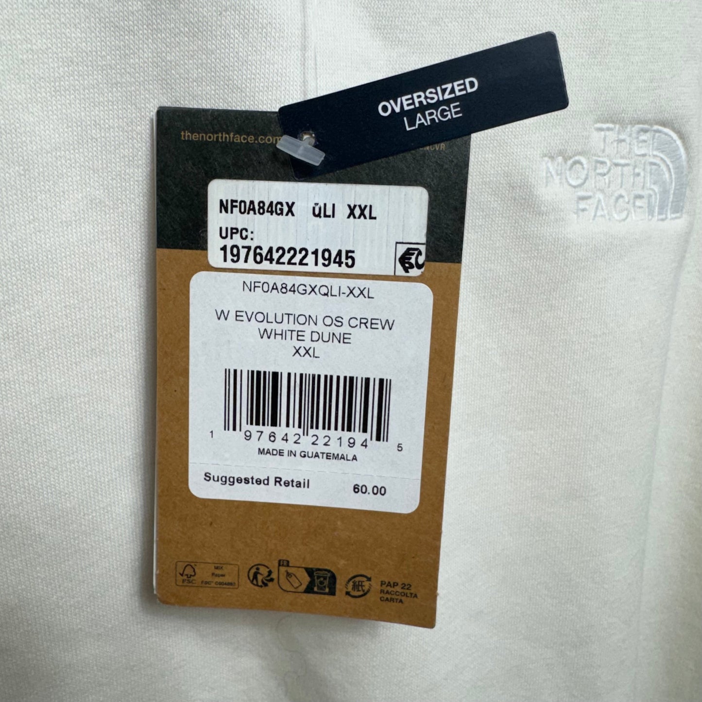 Evolution Crewneck By The North Face In White Dune, Size: Xxl