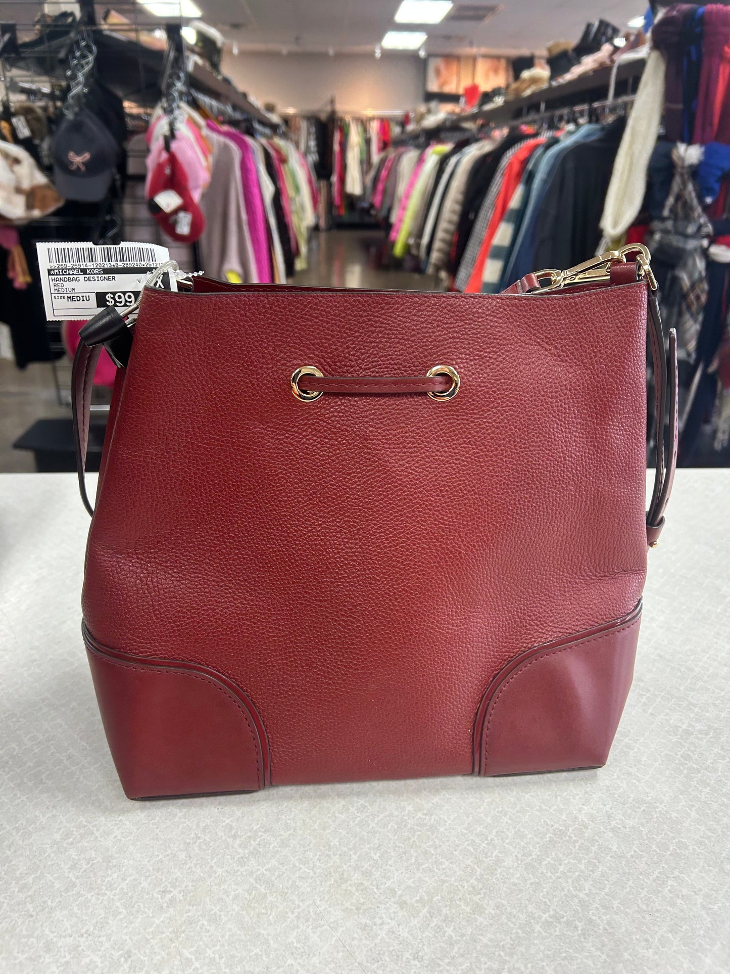 Handbag Designer By Michael Kors In Red, Size:Medium