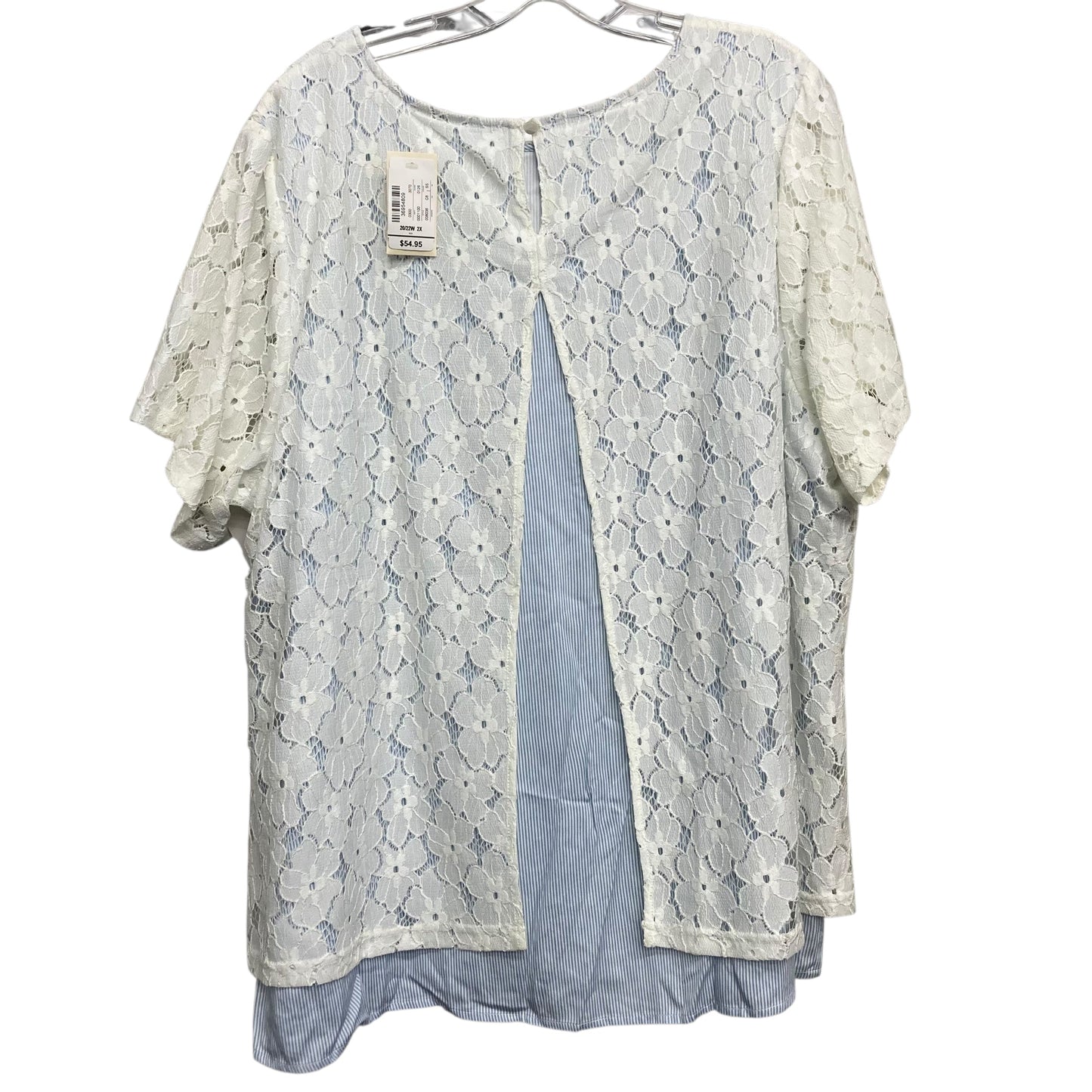 Top Ss By Cj Banks In Blue & White, Size:2X