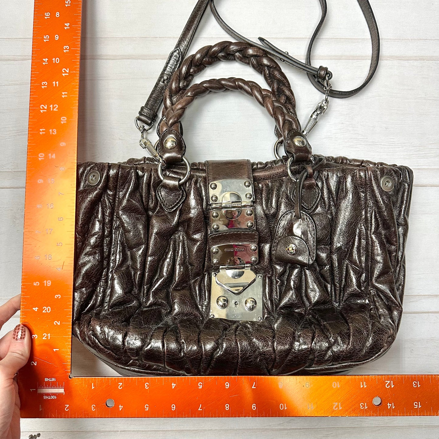 Handbag Luxury Designer By Miu Miu, Size: Medium