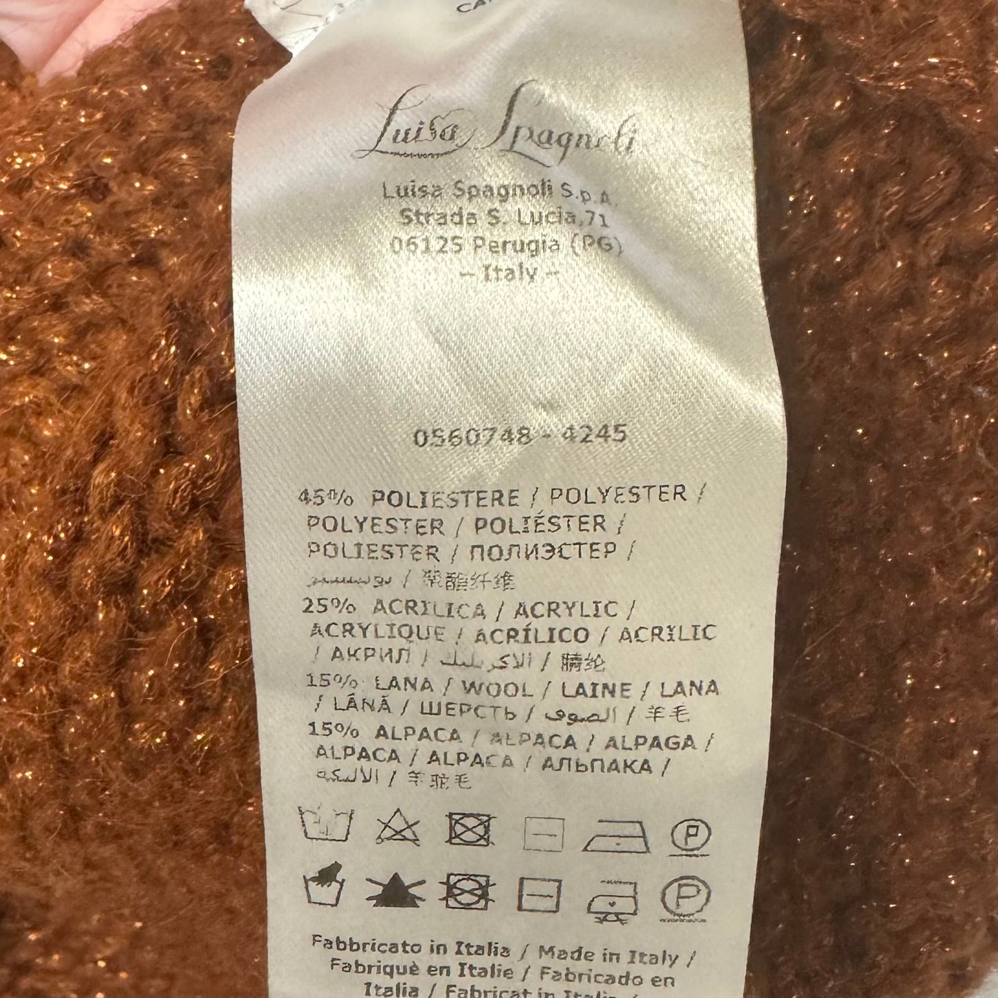 Metallic Sweater By Luisa Spagnoli In Copper, Size: M