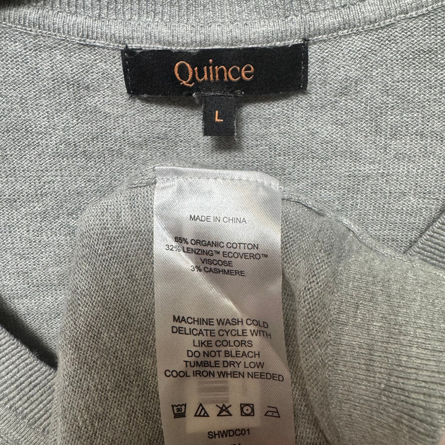 Lightweight Cotton Cashmere V-Neck Sweater By Quince In Grey, Size: L