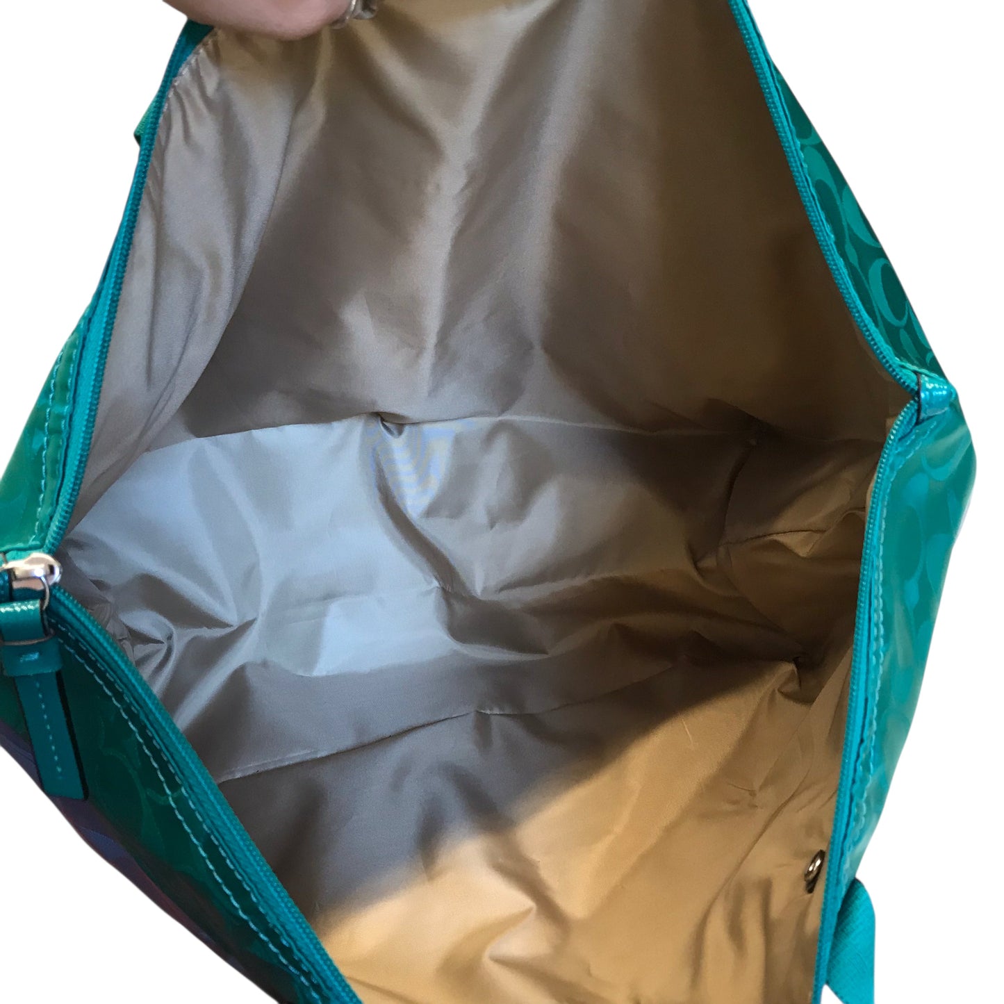 Tote Designer By Coach In Blue & Green, Size:Medium