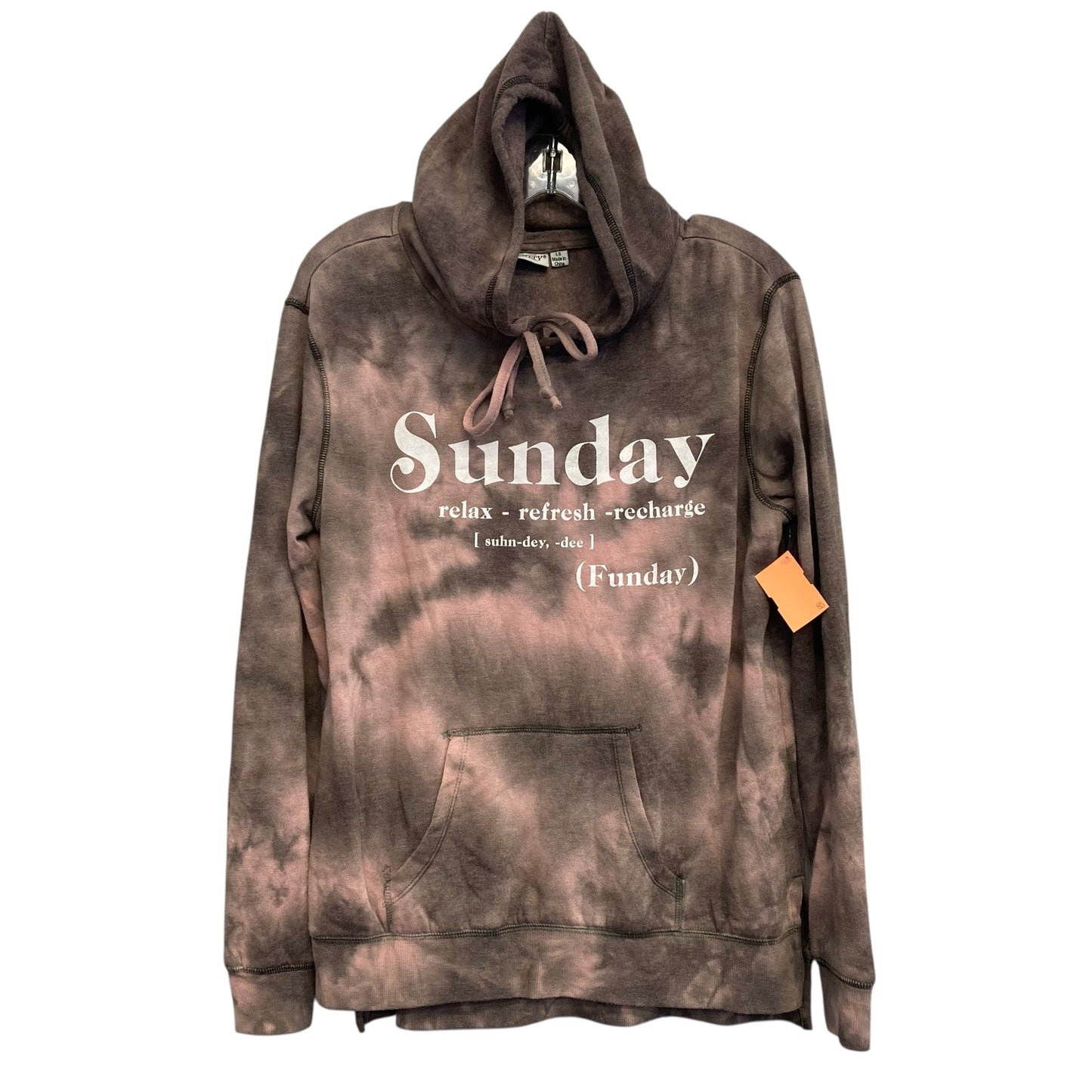 Sweatshirt Hoodie By Mighty Fine In Brown, Size:L