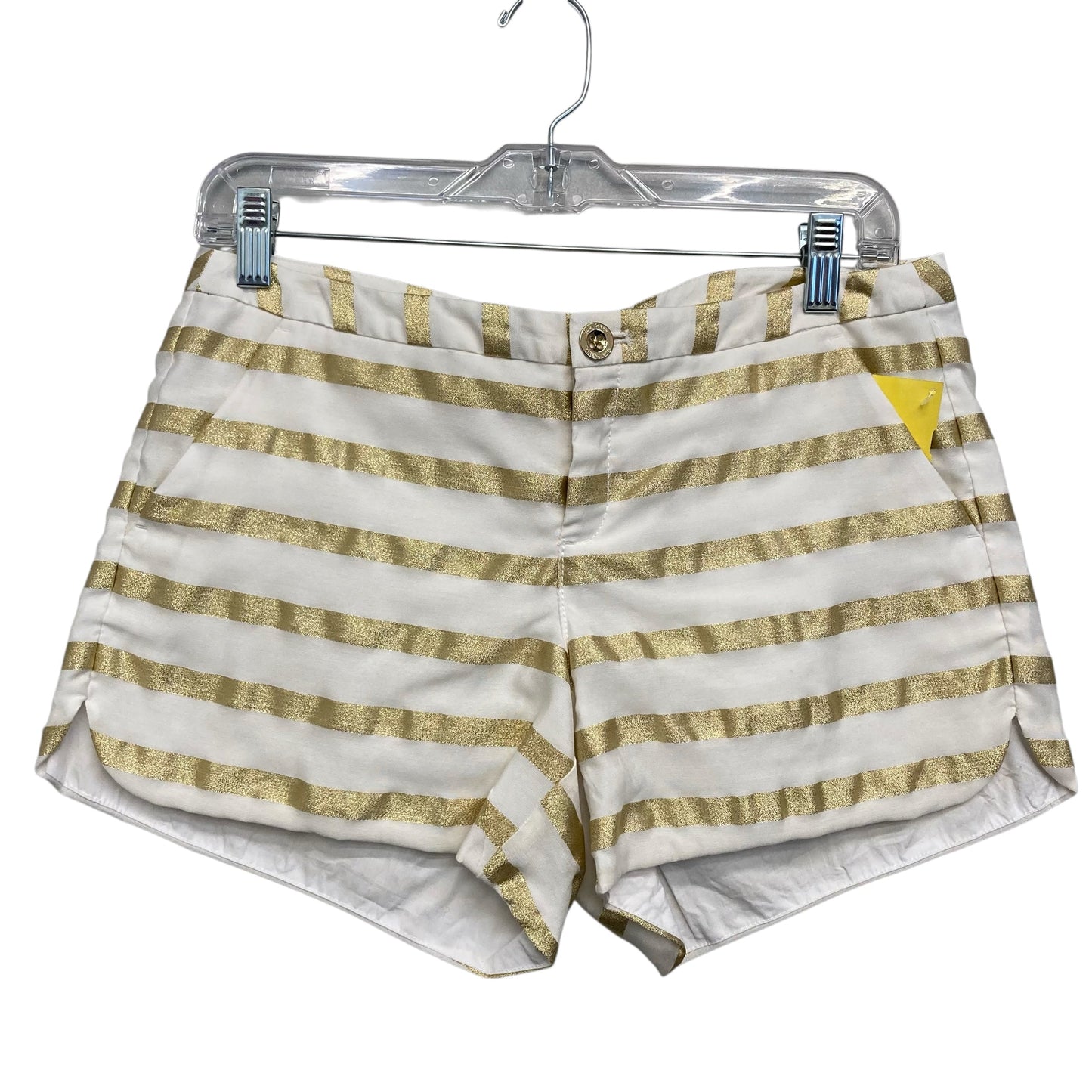Shorts Designer By Lilly Pulitzer In Gold & White, Size:4