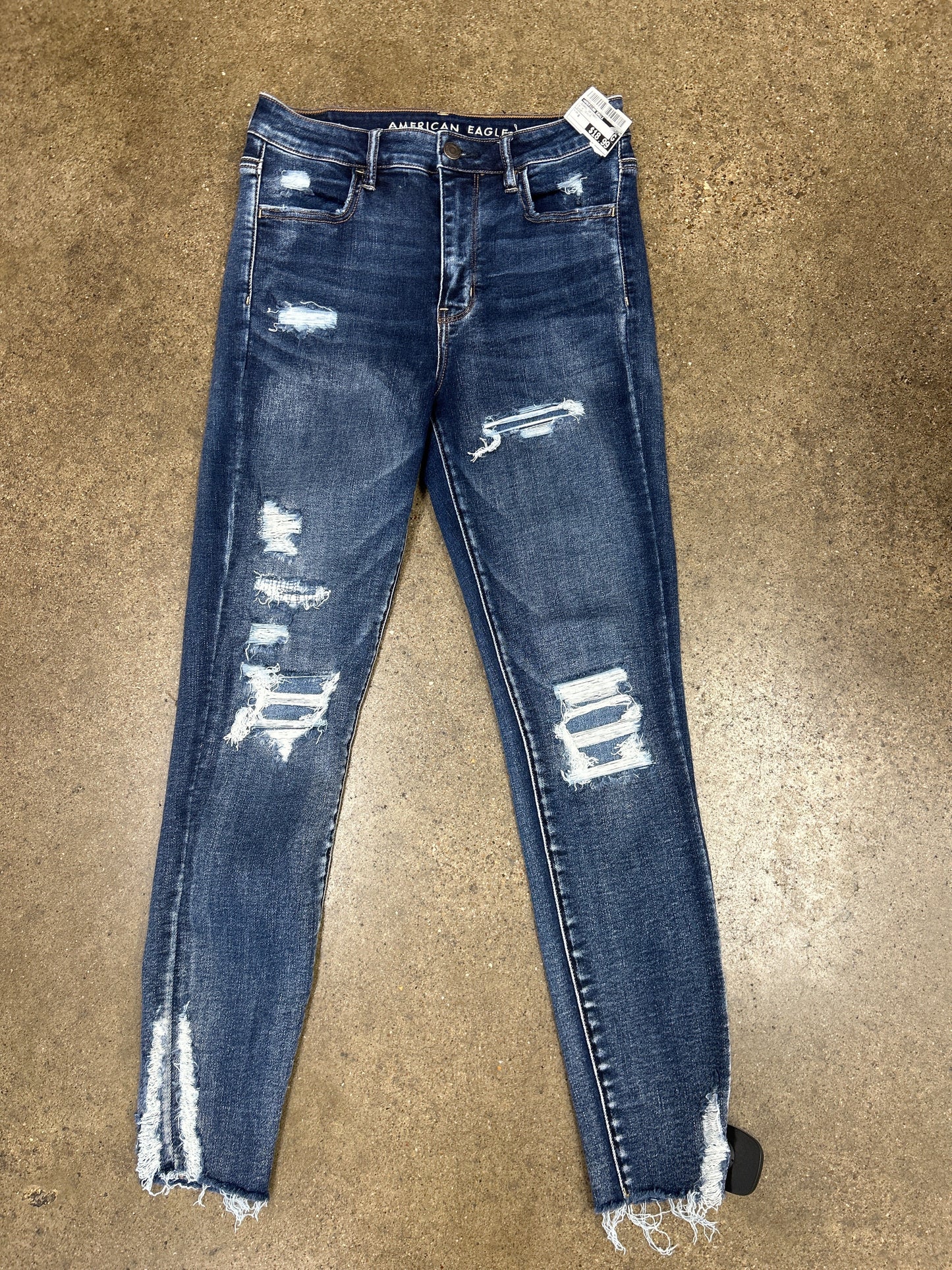 Jeans Skinny By American Eagle In Blue Denim, Size:8short