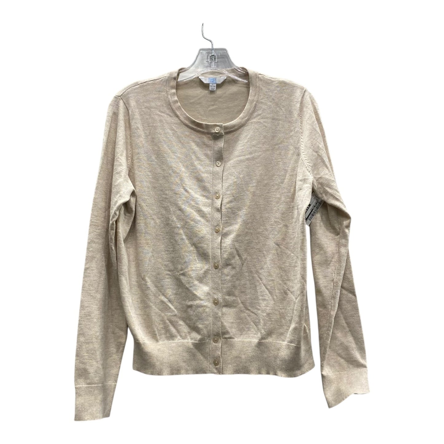 Sweater Cardigan By Time And Tru In Tan, Size:L