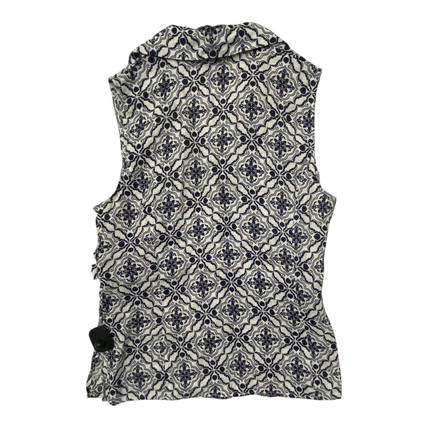 Top Sleeveless By Carole Little In Blue & White, Size:L