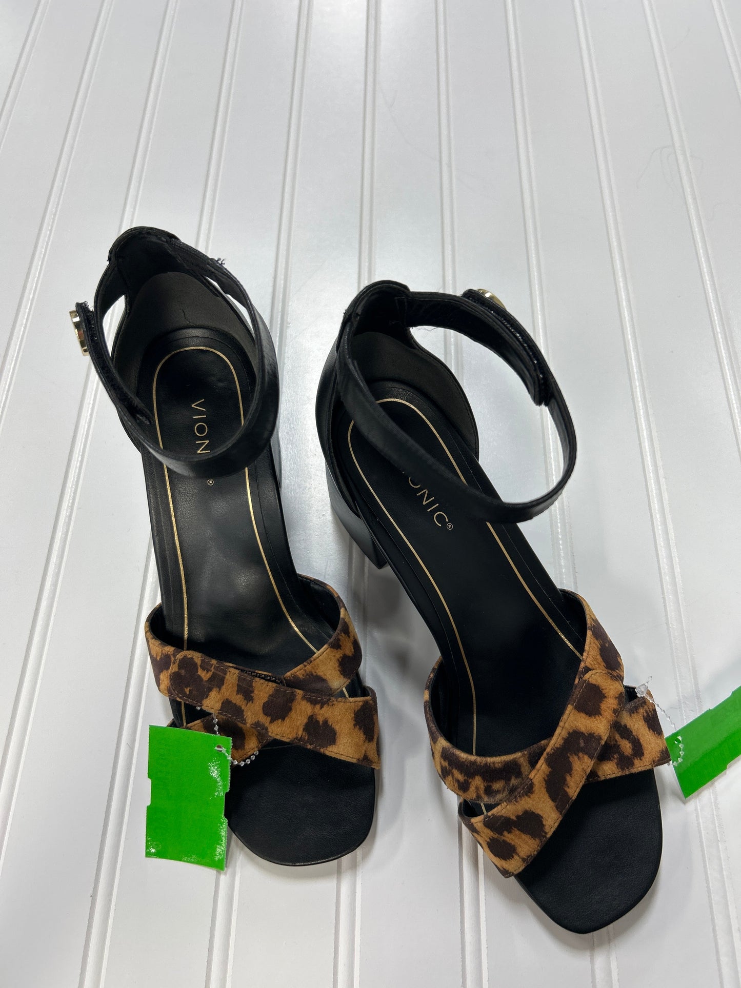 Sandals Heels Block By Vionic In Leopard Print, Size:7.5