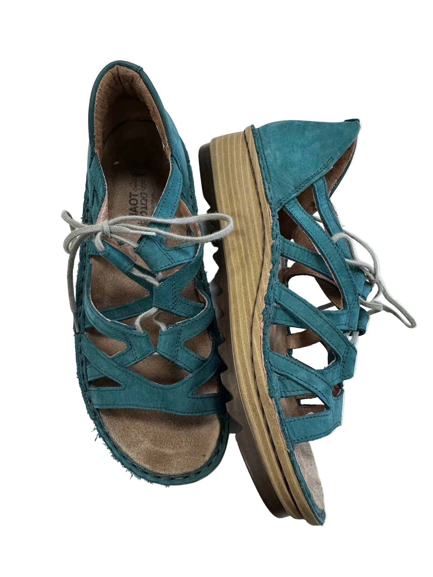 Sandals Heels Wedge By Naot In Teal, Size:7