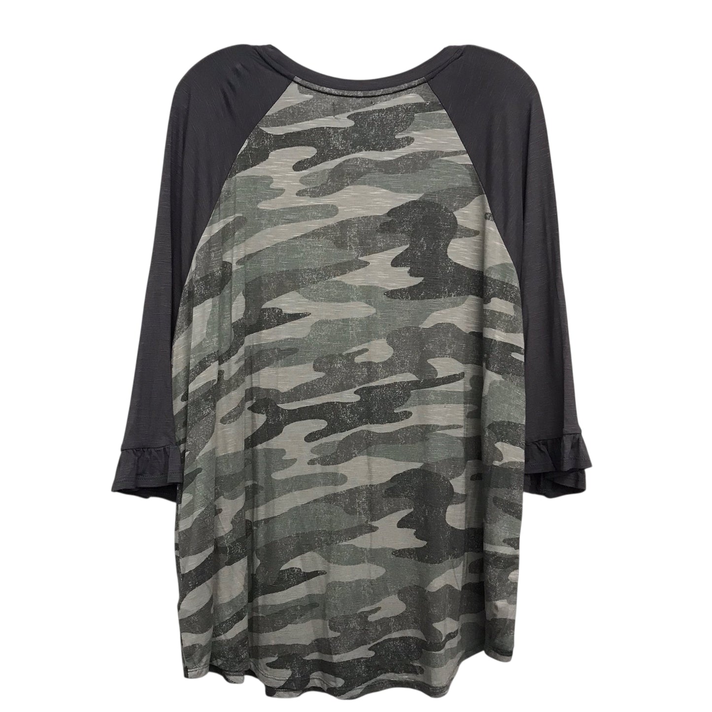 Top 3/4 Sleeve Basic By Maurices In Camouflage Print, Size:2X