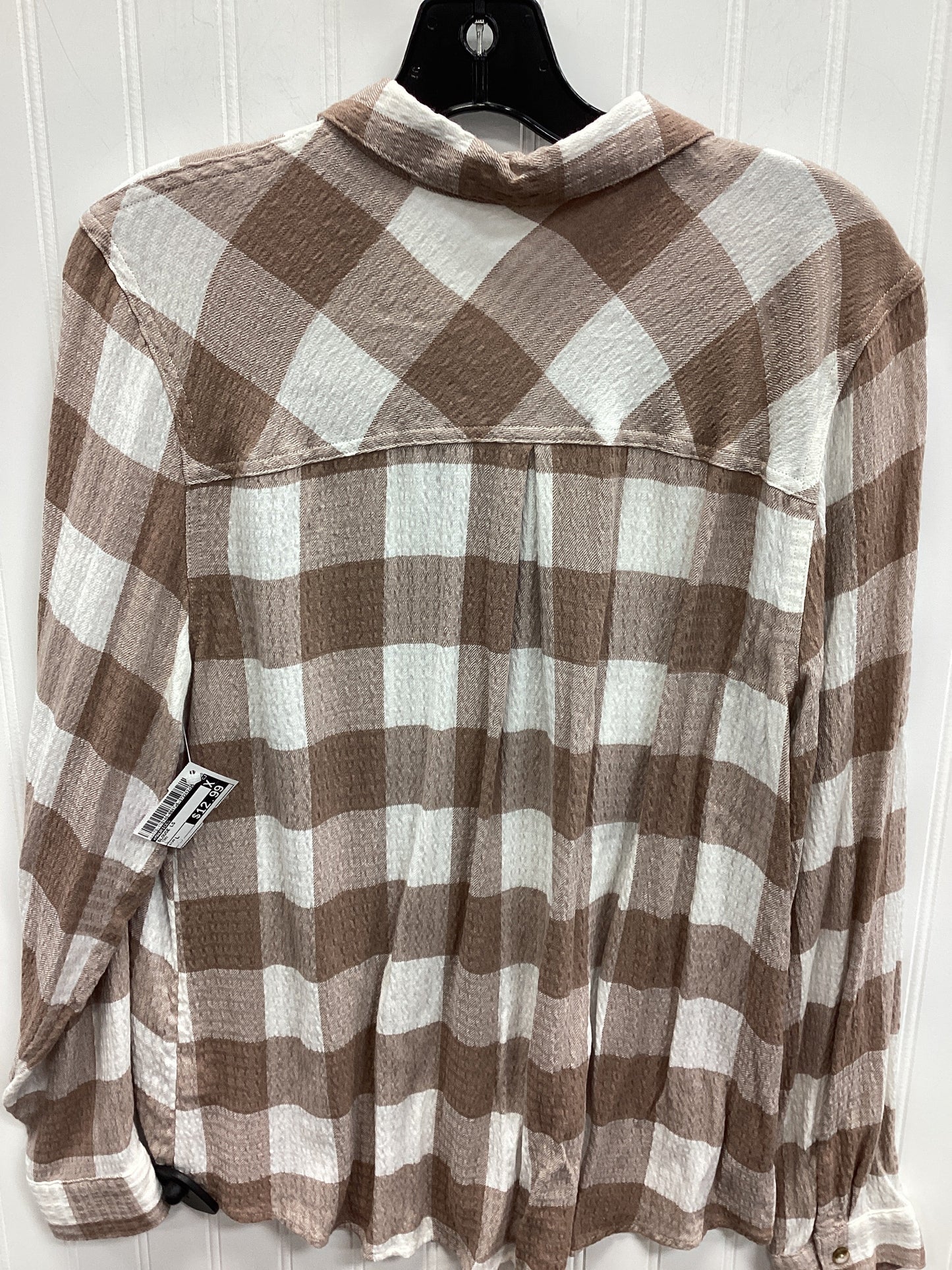 Blouse Ls By Maurices In Tan, Size:L