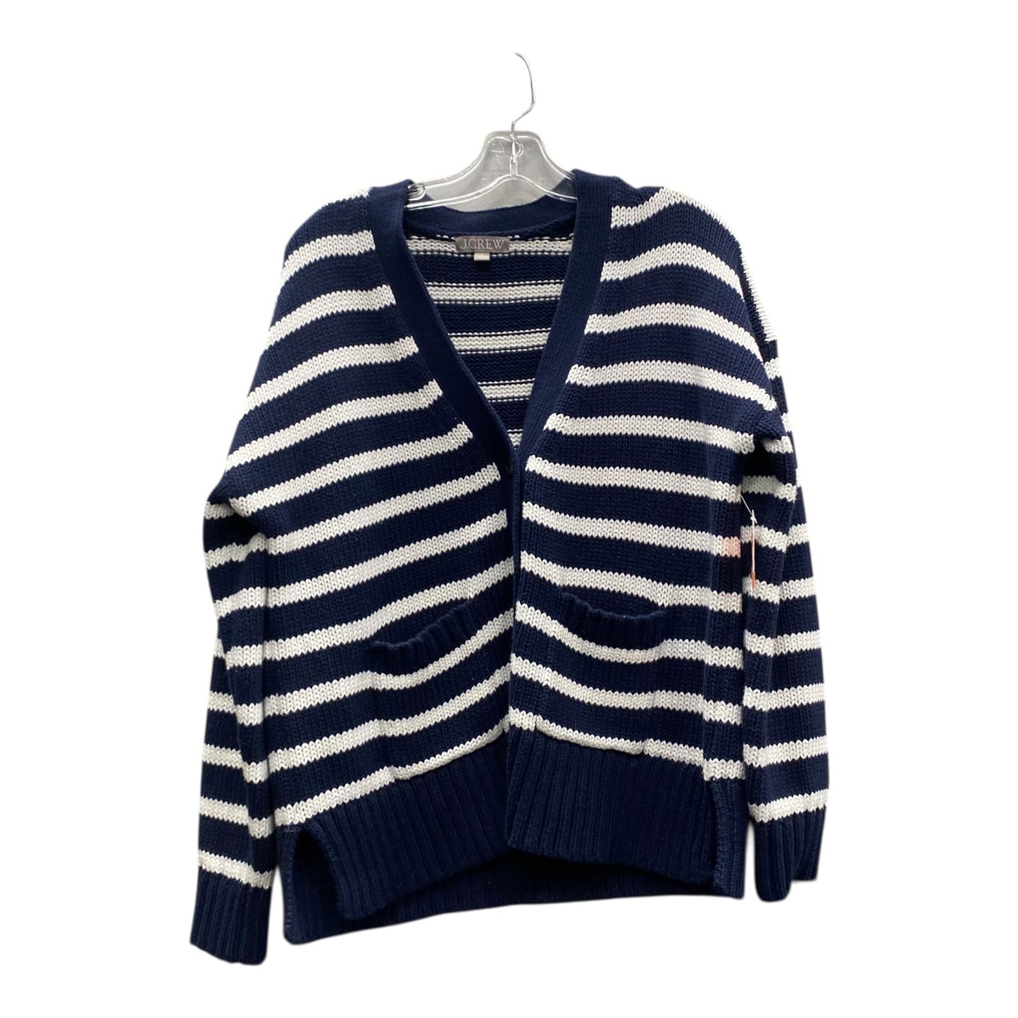 Sweater Cardigan By J. Crew In Blue & White, Size:M