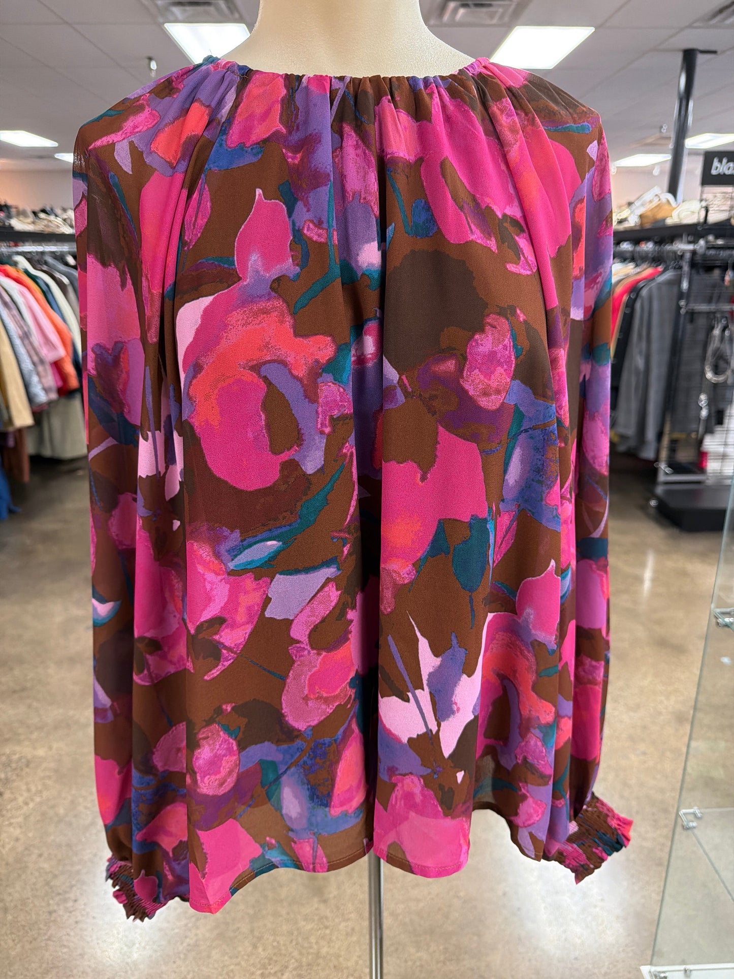 Top Ls By Clothes Mentor In Brown & Pink, Size:S