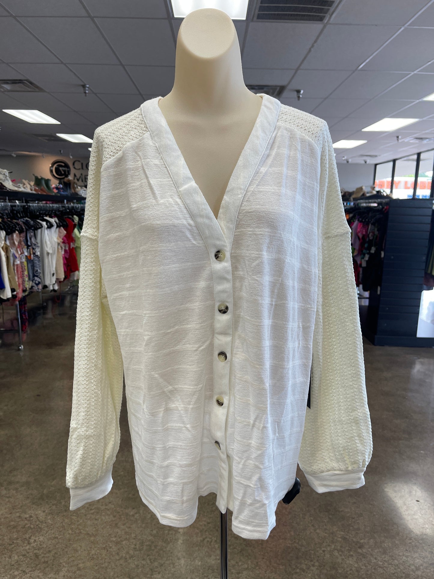 Top Ls By Doe & Rae In Cream & White, Size:M