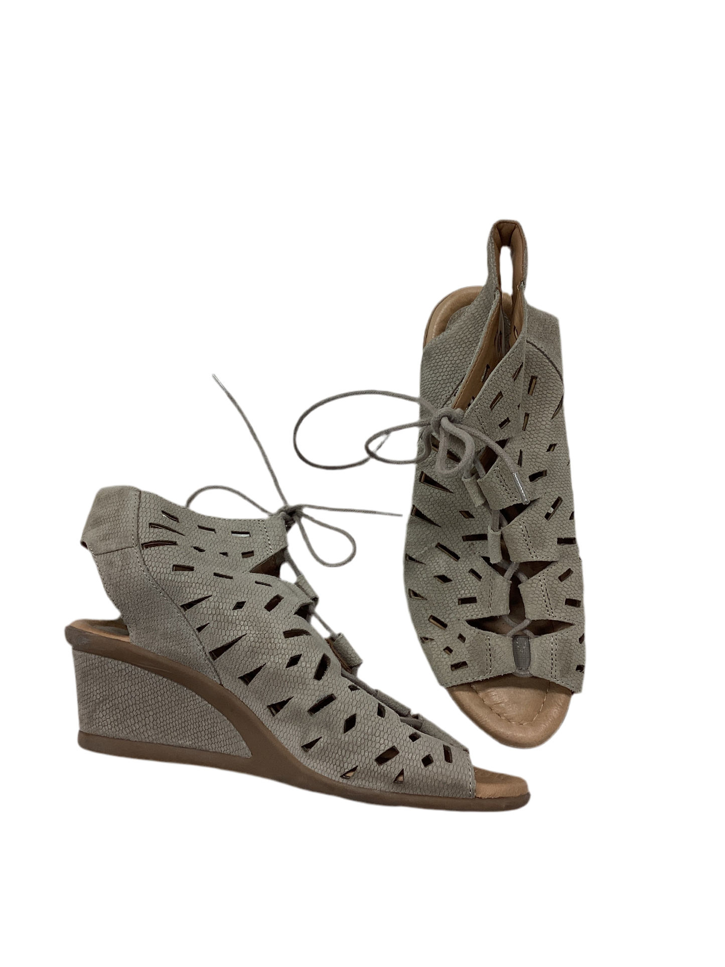 Sandals Heels Wedge By Earth In Taupe, Size:10