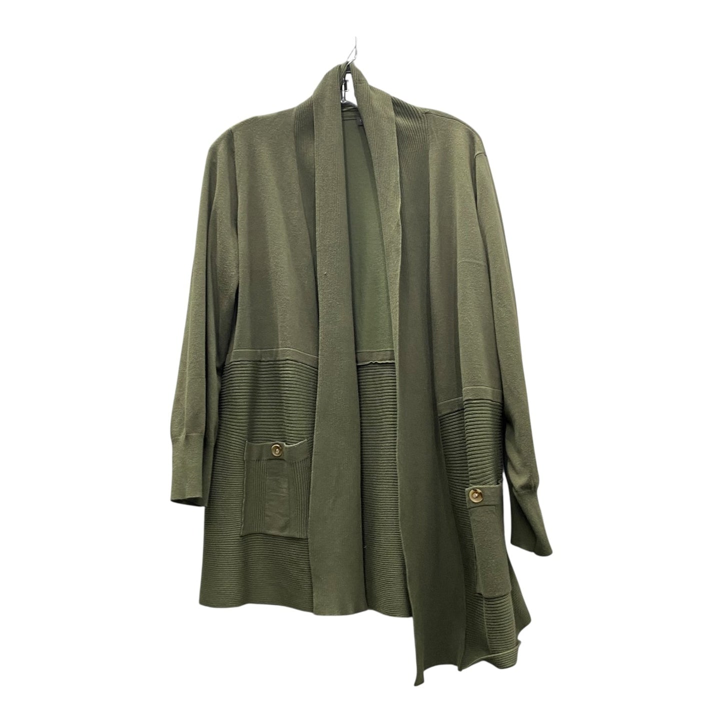 Sweater Cardigan By Chelsea And Theodore In Green, Size:1X