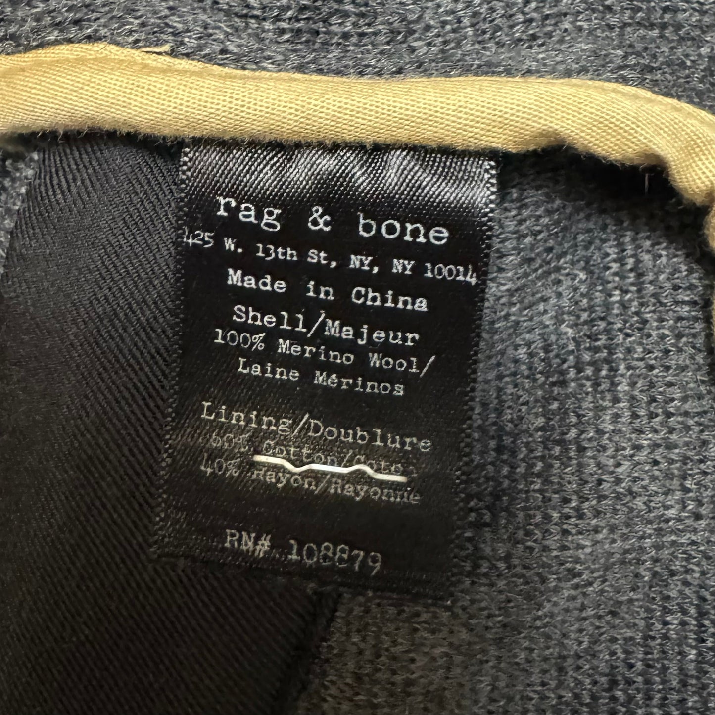 Merino Wool Military Jacket By Rag And Bone In Grey, Size: XS