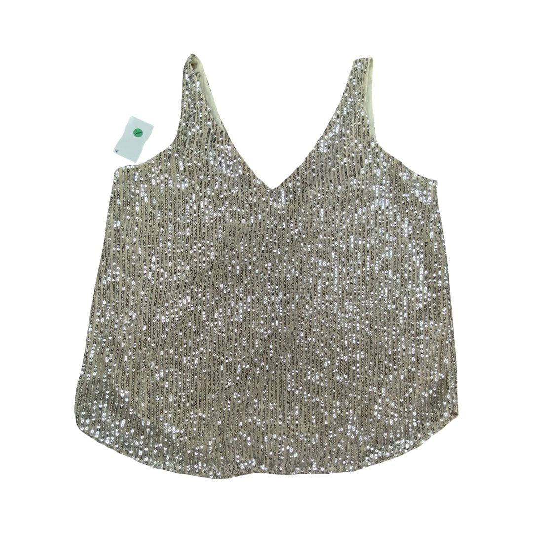Top Sleeveless By Loft In Cream & Silver, Size:Xs