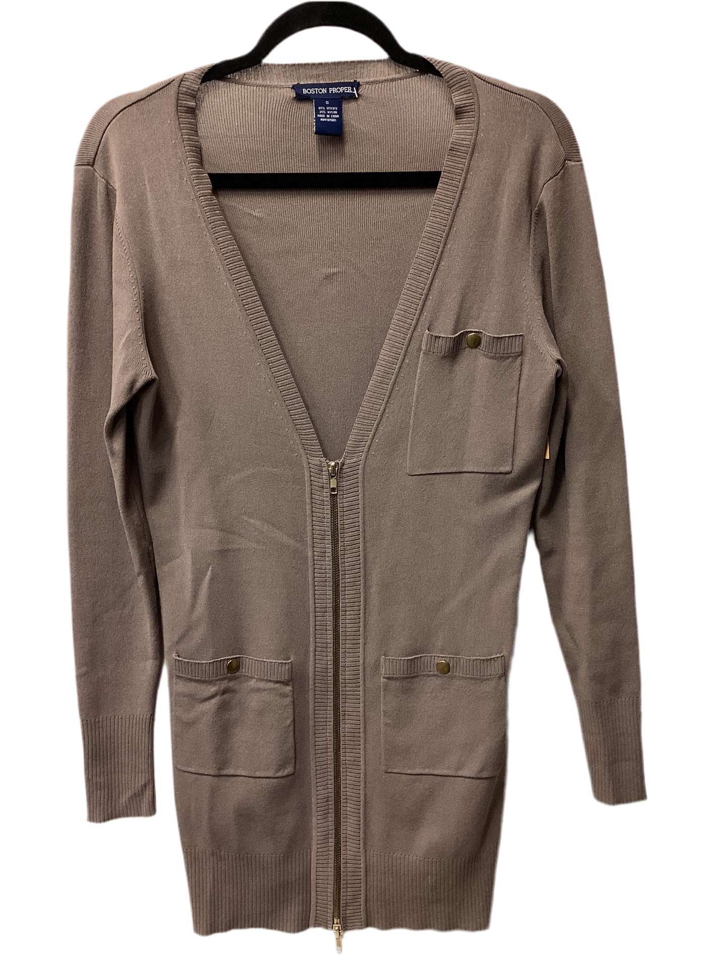 Sweater Cardigan By Boston Proper In Taupe, Size:S