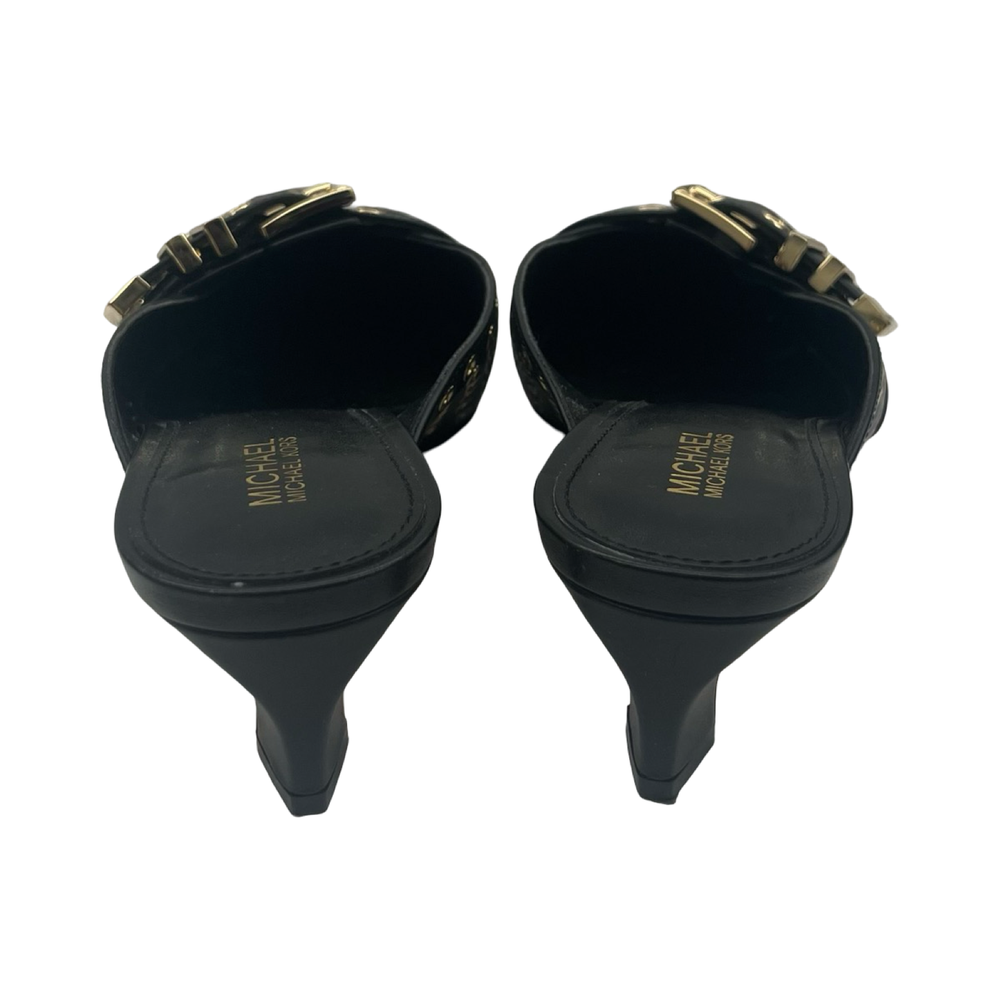 Shoes Designer By Michael Kors In Black & Gold, Size:6