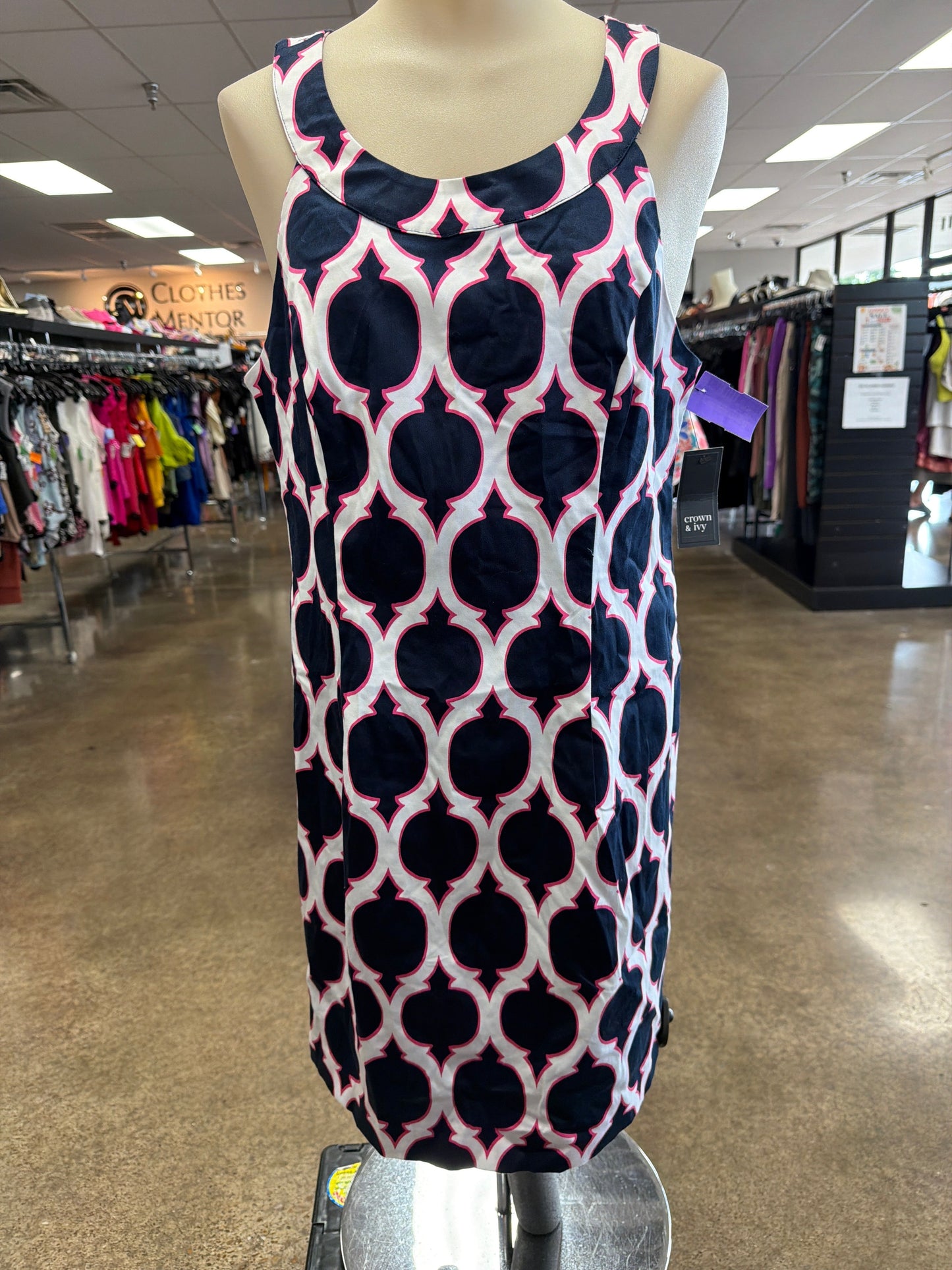 Dress Casual Short By Crown And Ivy In Blue & Pink, Size:12