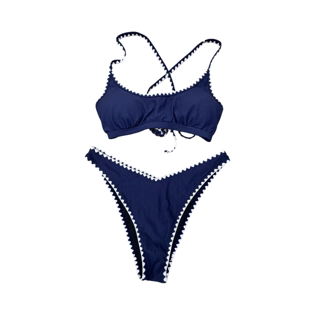 Swimsuit 2Pc By BERLOOK In Blue & White, Size:Xl