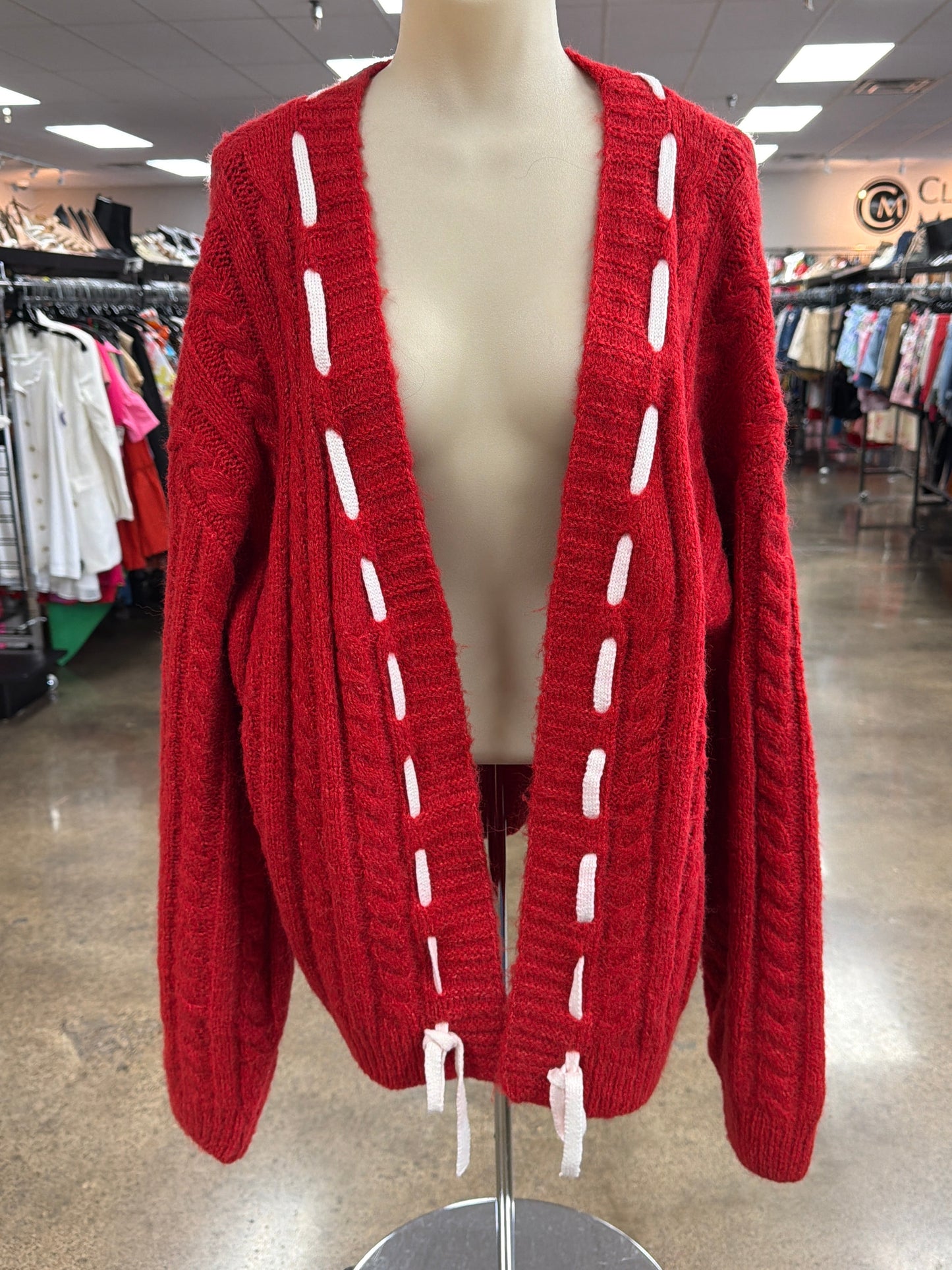 Sweater Cardigan By Main Strip In Red, Size:L