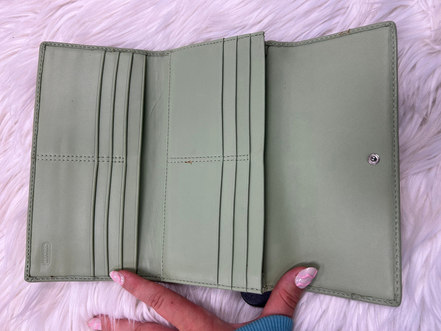 Wallet Designer By Coach In Green, Size:Small
