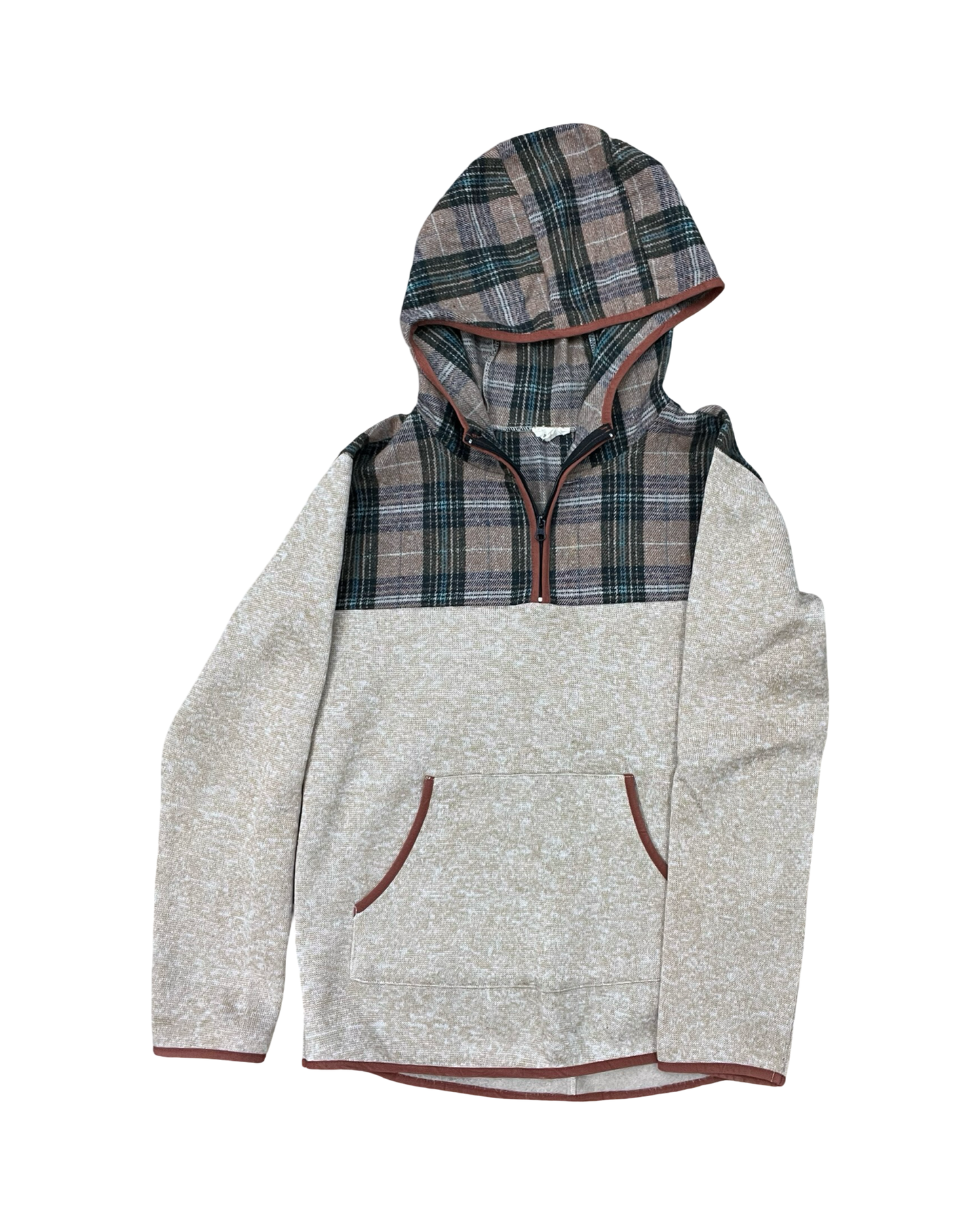 Sweatshirt Hoodie By Pulse In Brown & Cream, Size:S