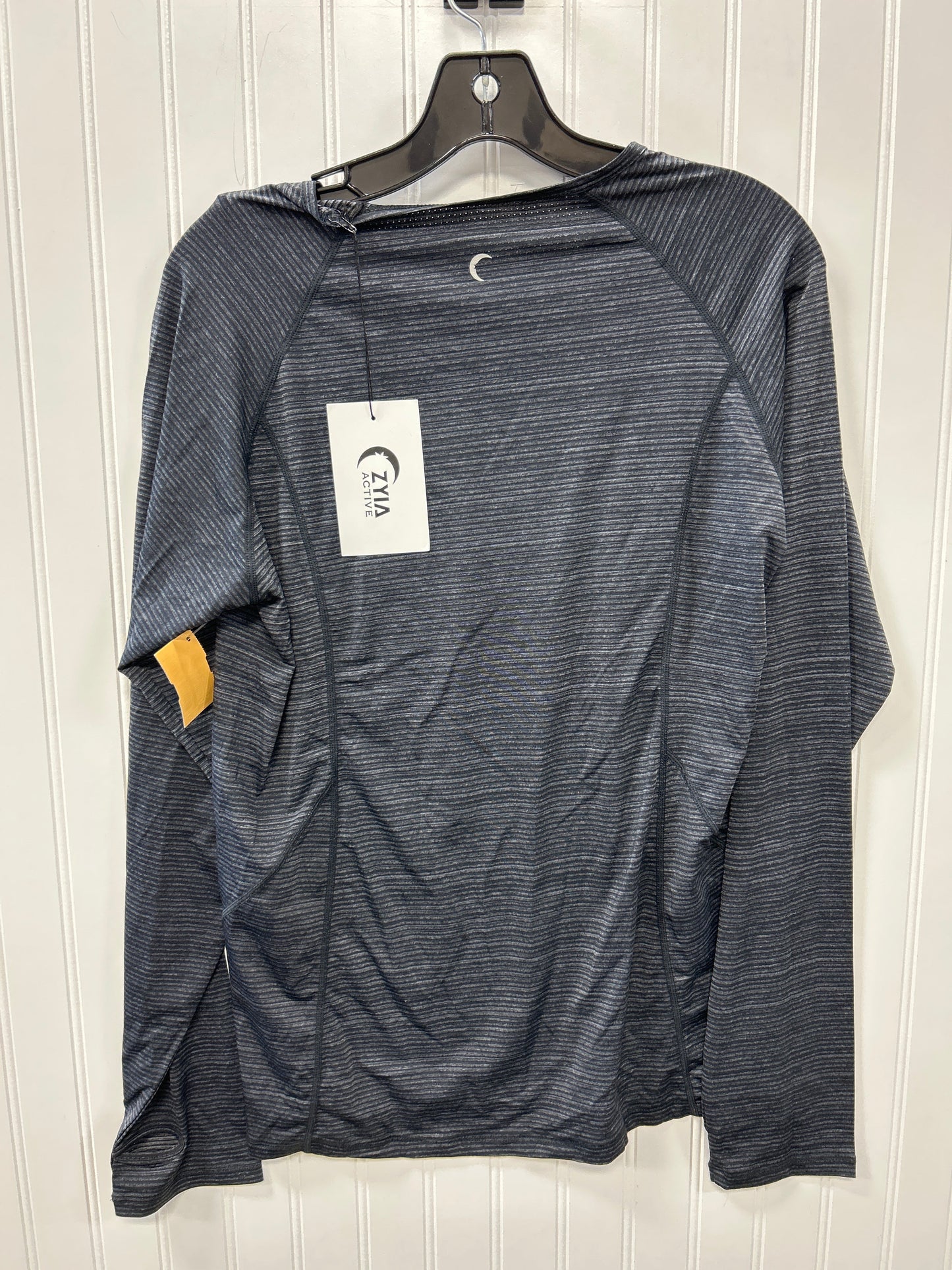 Athletic Top Ls Collar By Zyia In Grey, Size:1X