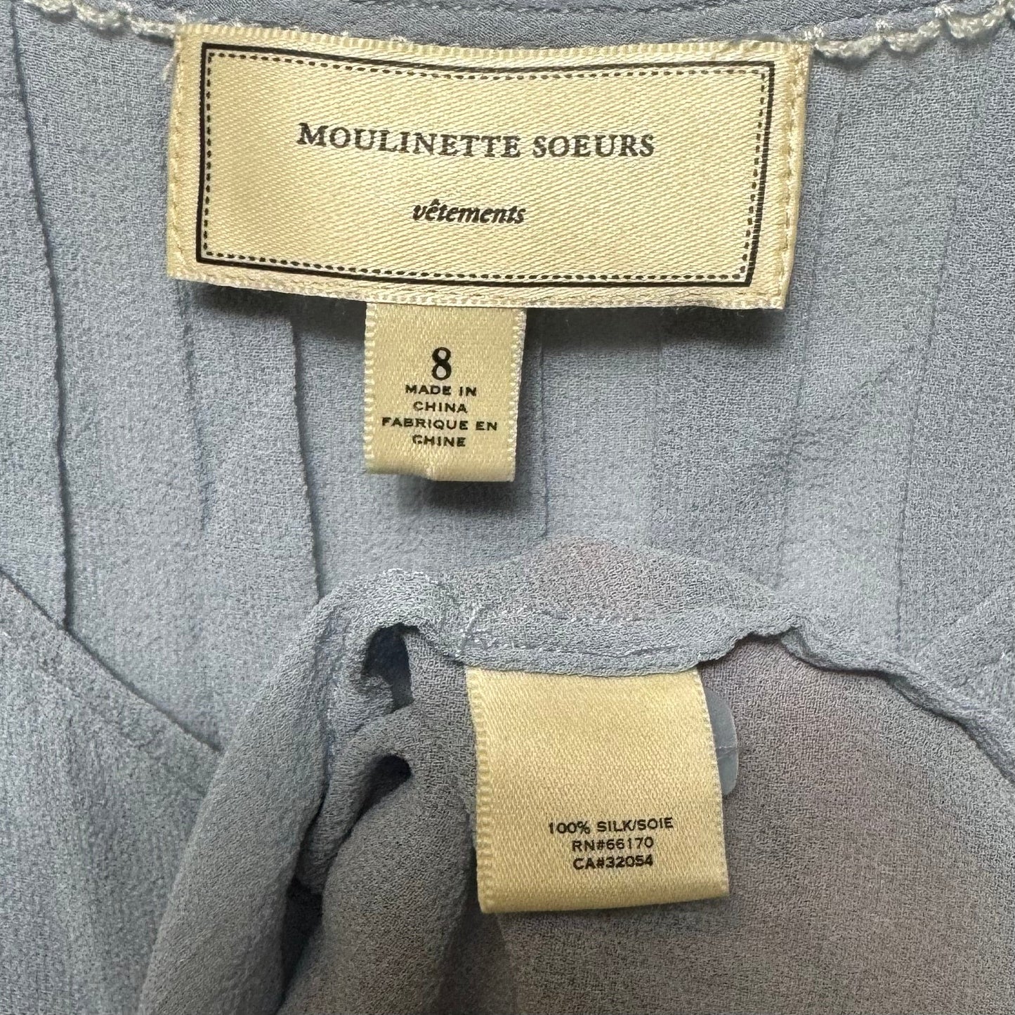 Cascade Ruffled Silk Blouse By Moulinette Soeurs X Anthropologie In Blue, Size: S