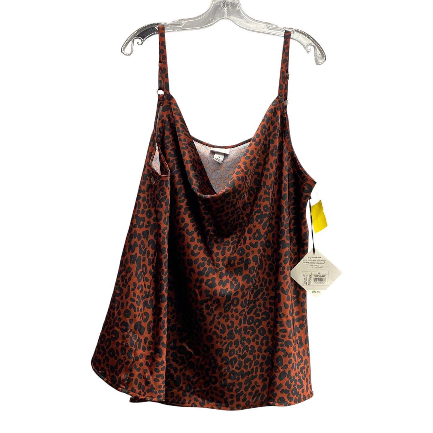 Top Sleeveless By Ava & Viv In Animal Print, Size:2X