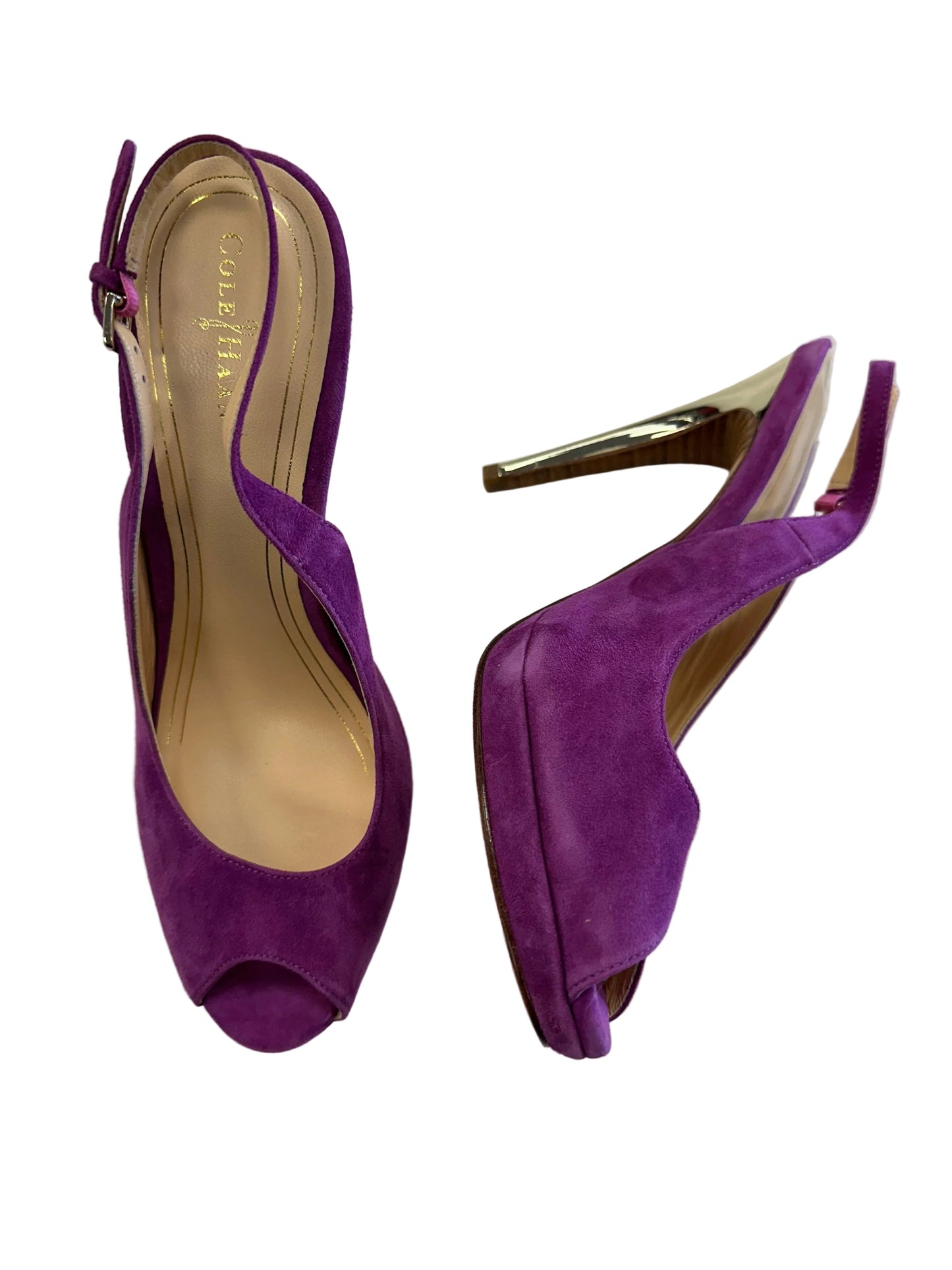 Shoes Heels Stiletto By Cole-Haan In Gold & Purple, Size:9