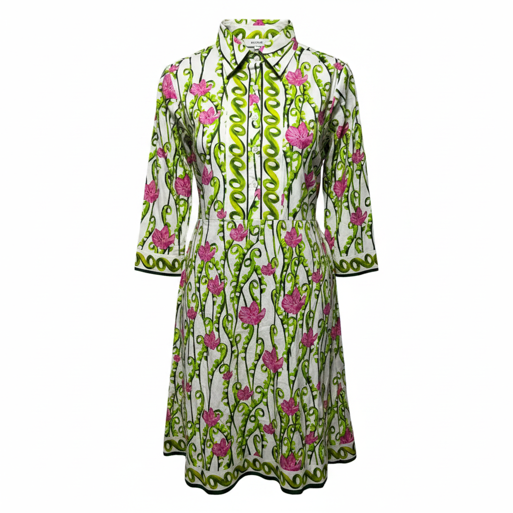 Blooming Shirt Dress By Bella Tu In Green Multi, Size: S