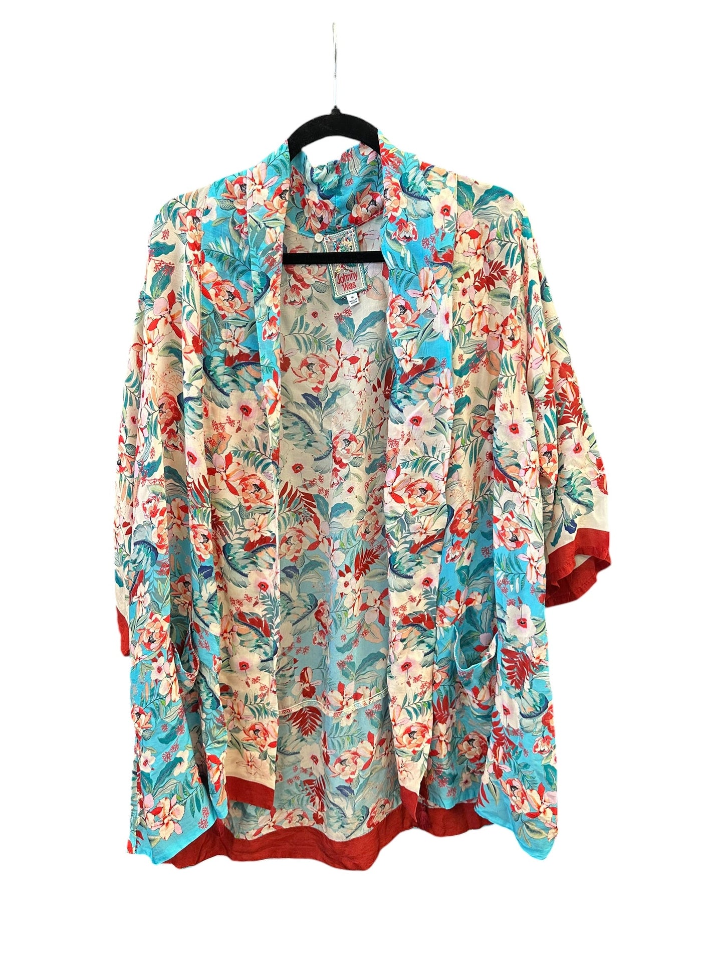 Cardigan By Johnny Was In Blue & Orange, Size:M