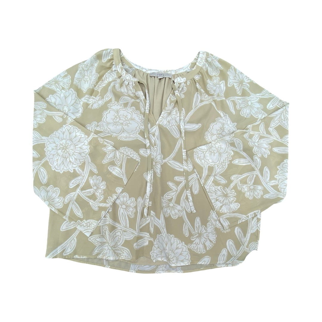 Top Ls By Loft In Cream & Tan, Size:L