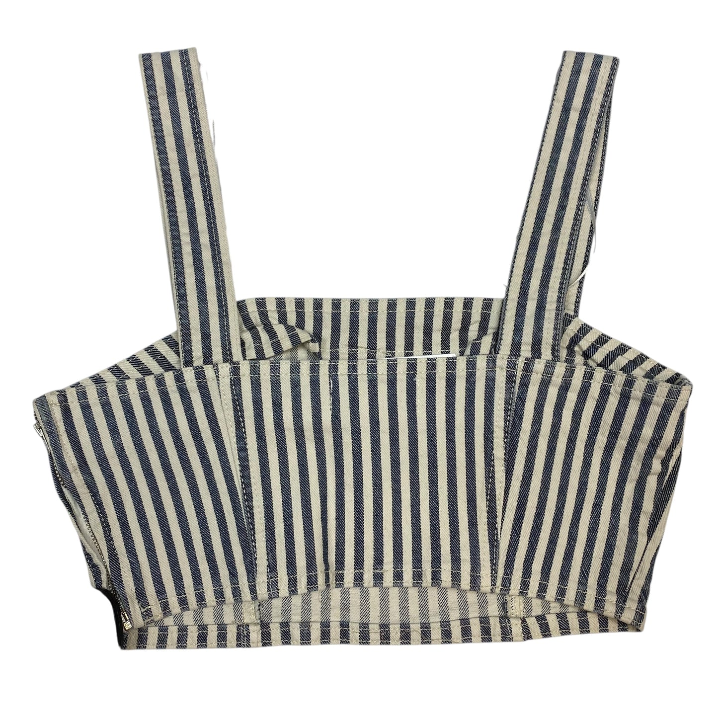 Top Sleeveless By Zara In Blue & Cream, Size:M