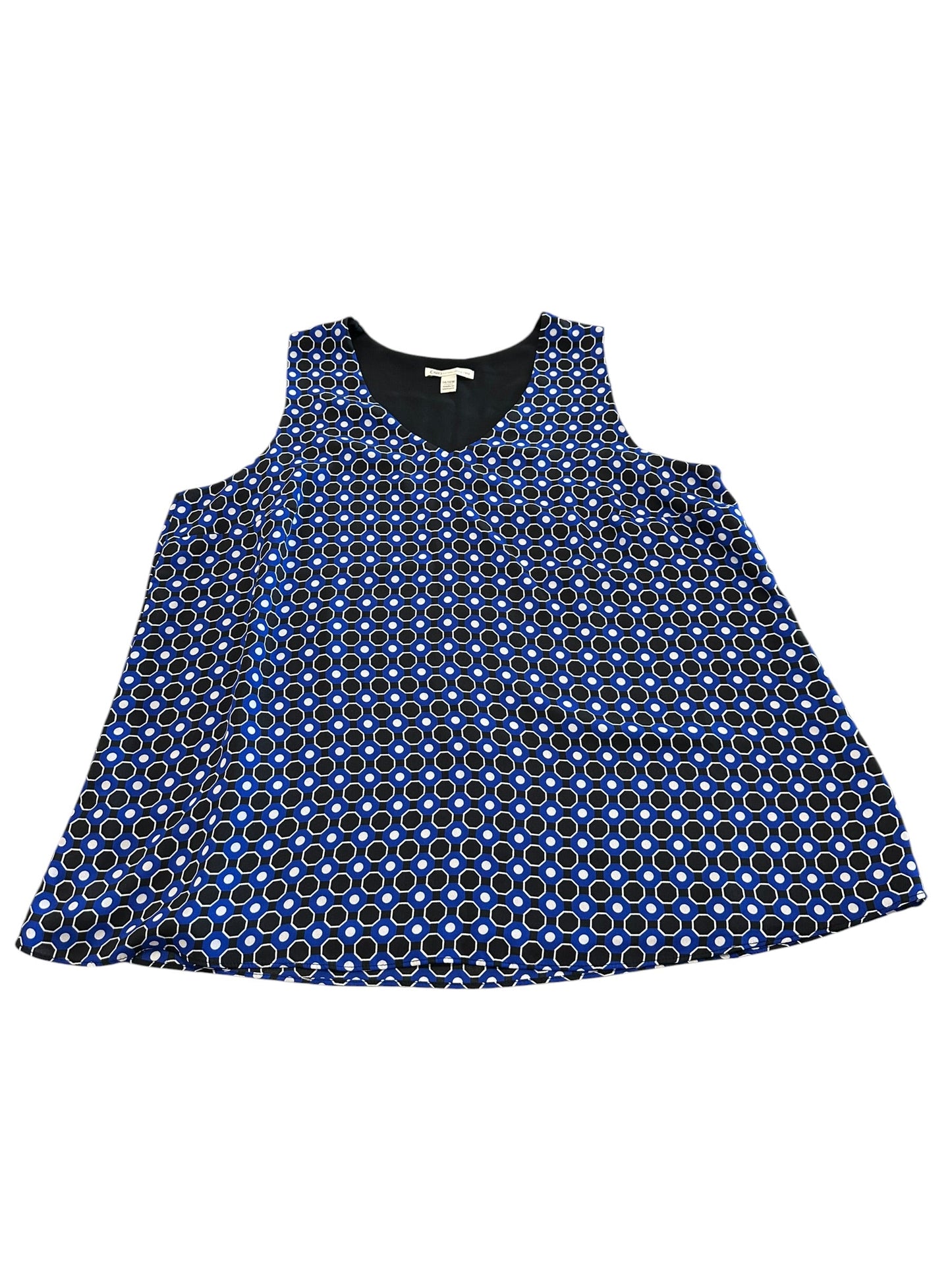 Blouse Sleeveless By Cato In Black & Blue, Size:14