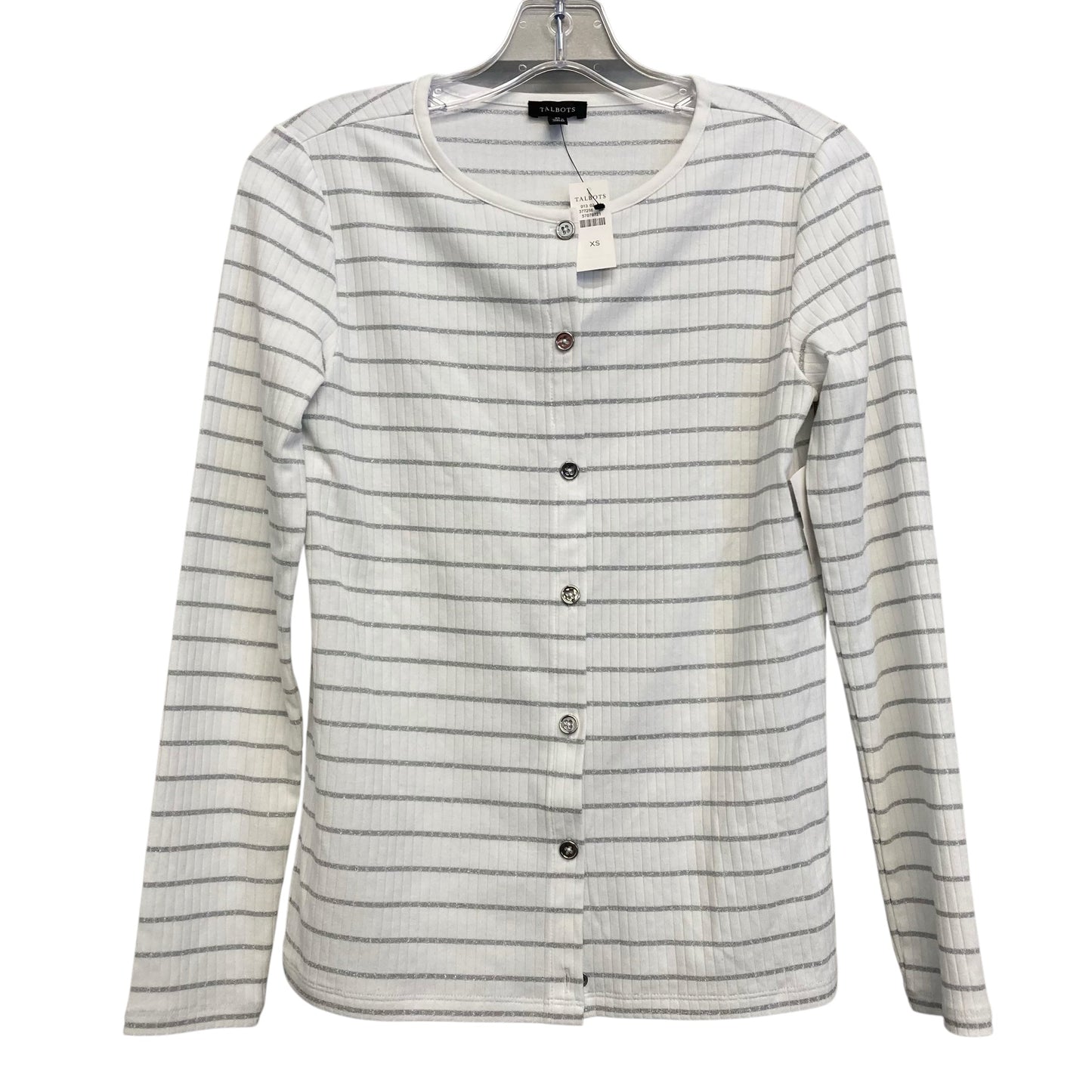 Cardigan By Talbots In Silver & White, Size:Xs