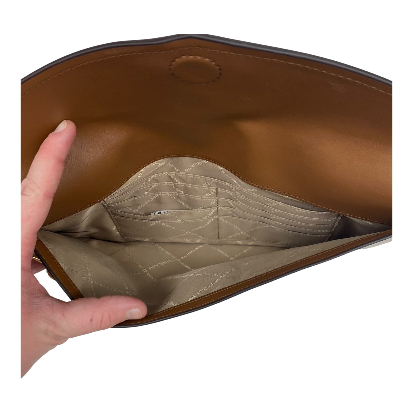 Wristlet Designer By Michael Kors In Brown & Cream, Size:Large