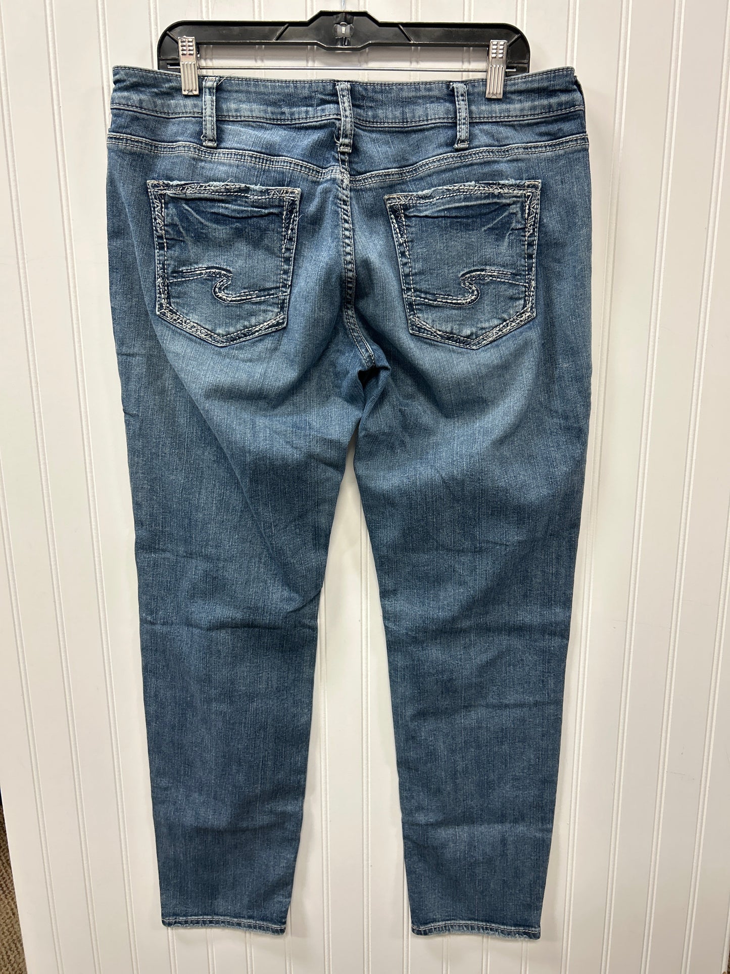Jeans Straight By Silver In Blue Denim, Size:12