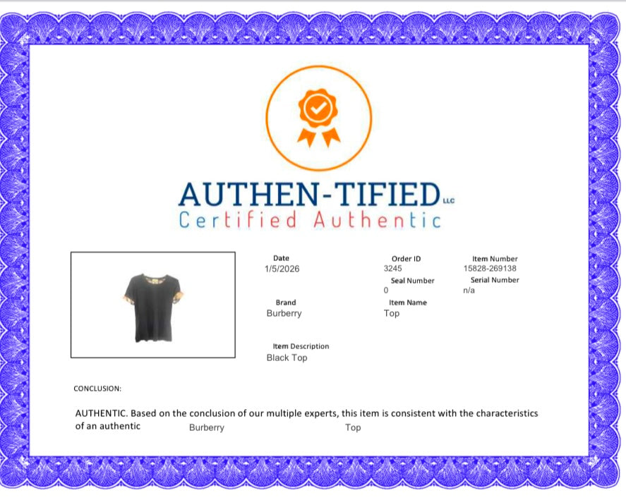 Top Short Sleeve Luxury Designer By Burberry In Black, Size: L